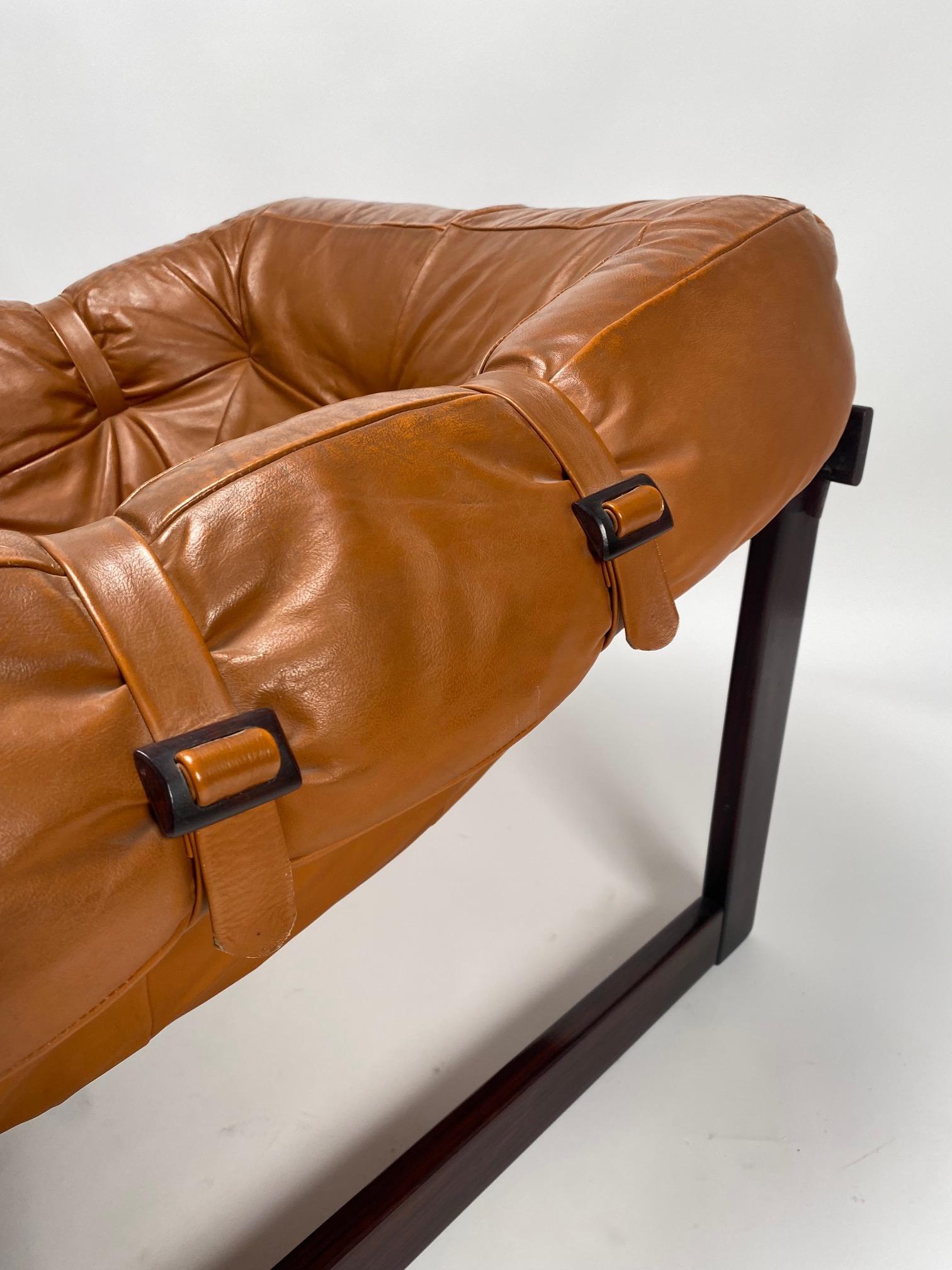 Brazilian Set of 2 MP-091 Lounge Chairs by Percival Lafer, wood and leather, Brazil, 1960S