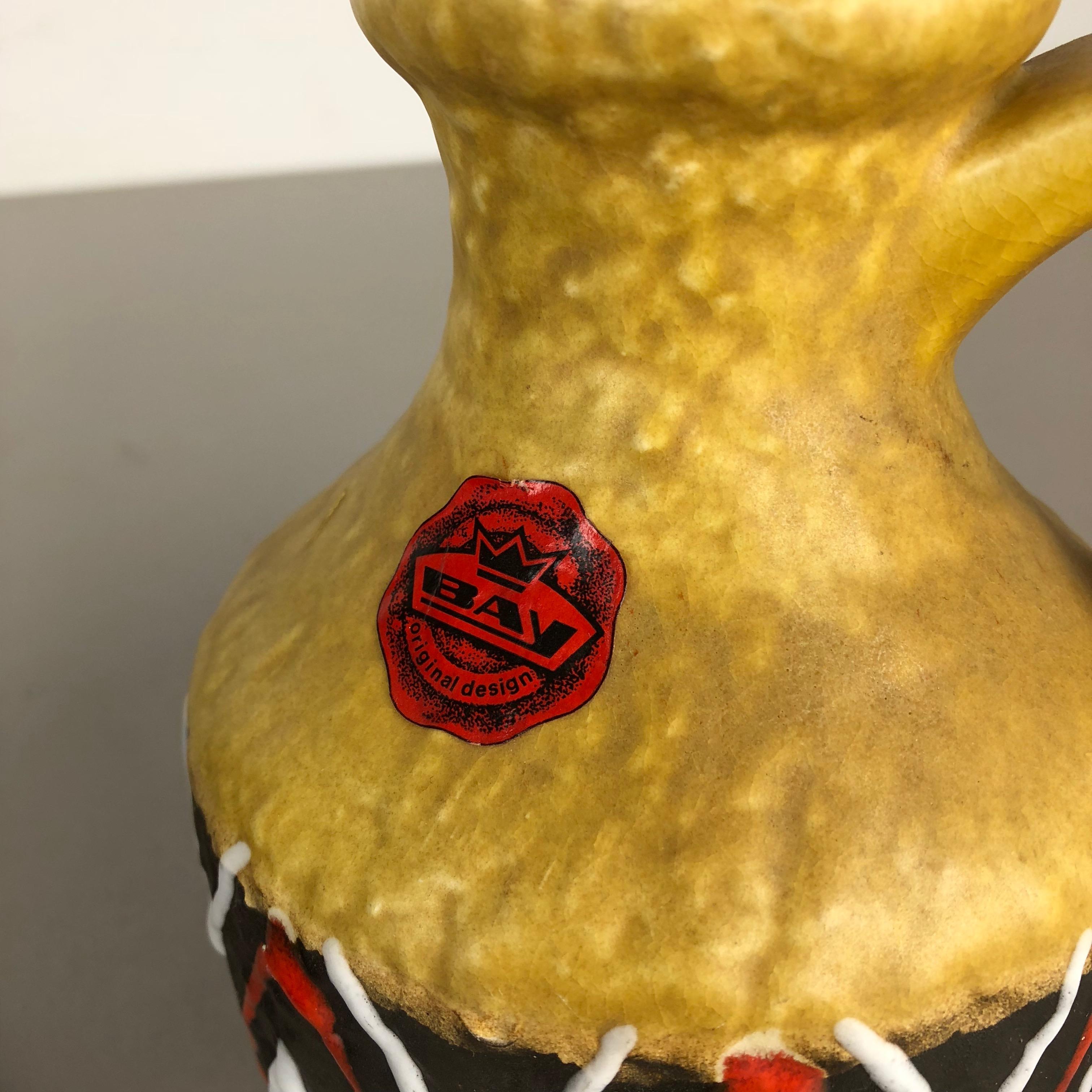 Set of 2 Multi-Color Fat Lava Op Art Pottery Vase 