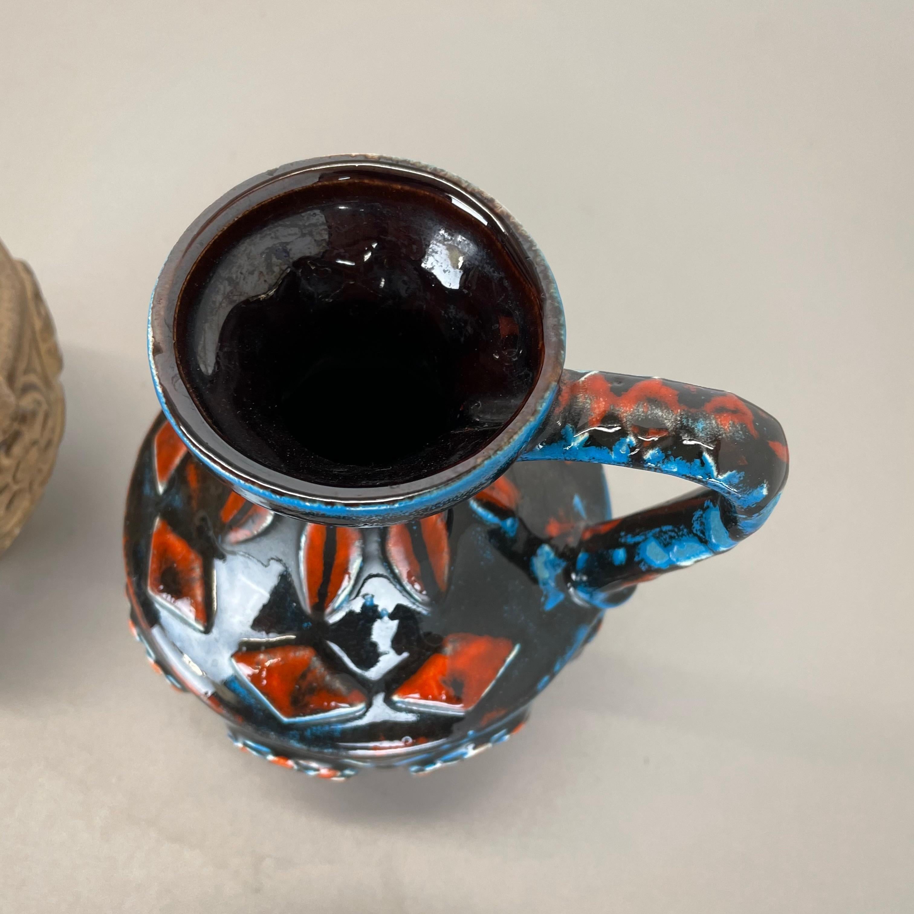 Set di 2 vasi in ceramica Op Art Lava grassa multicolore di Bay Ceramics Germania, anni '60 in vendita 4