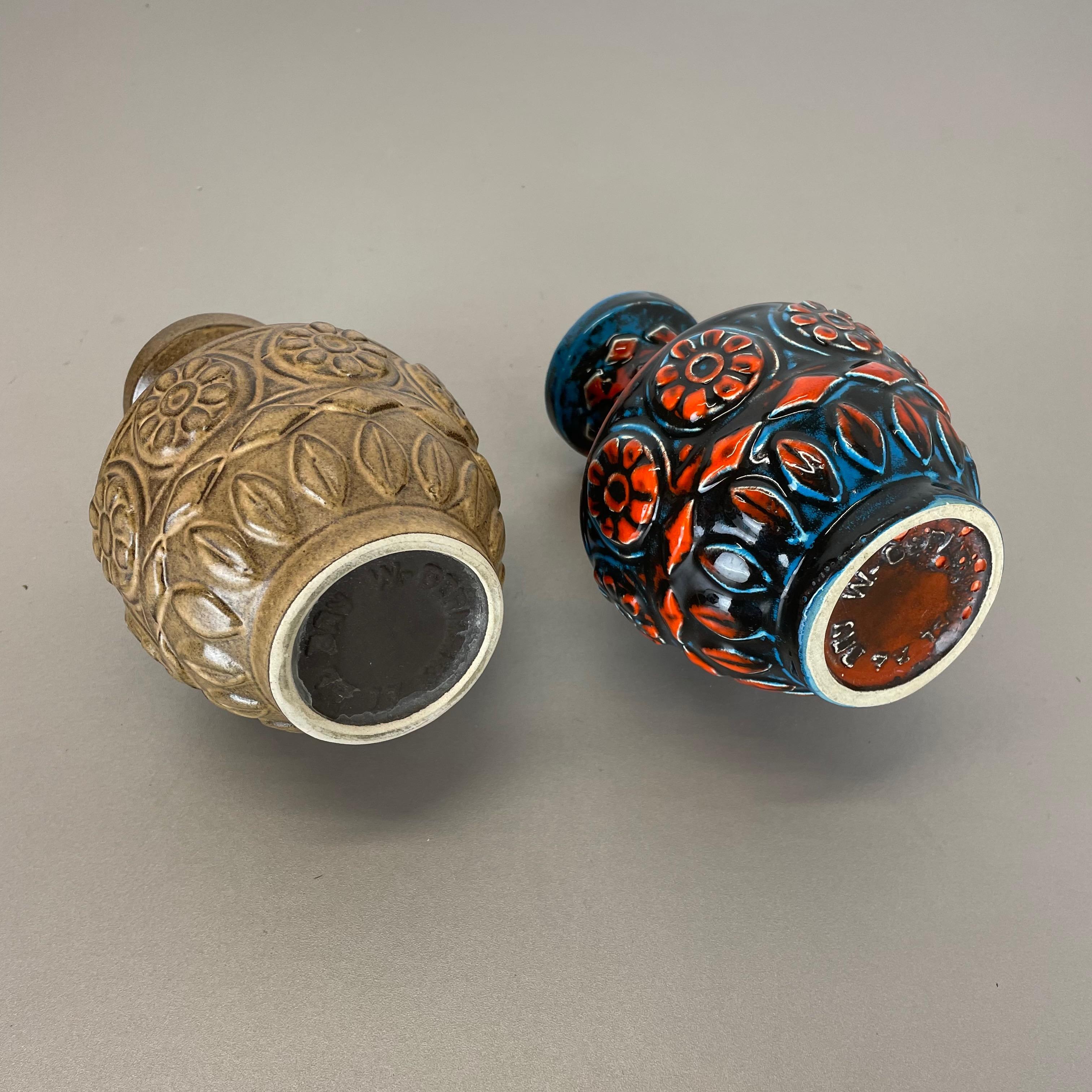 Set di 2 vasi in ceramica Op Art Lava grassa multicolore di Bay Ceramics Germania, anni '60 in vendita 8