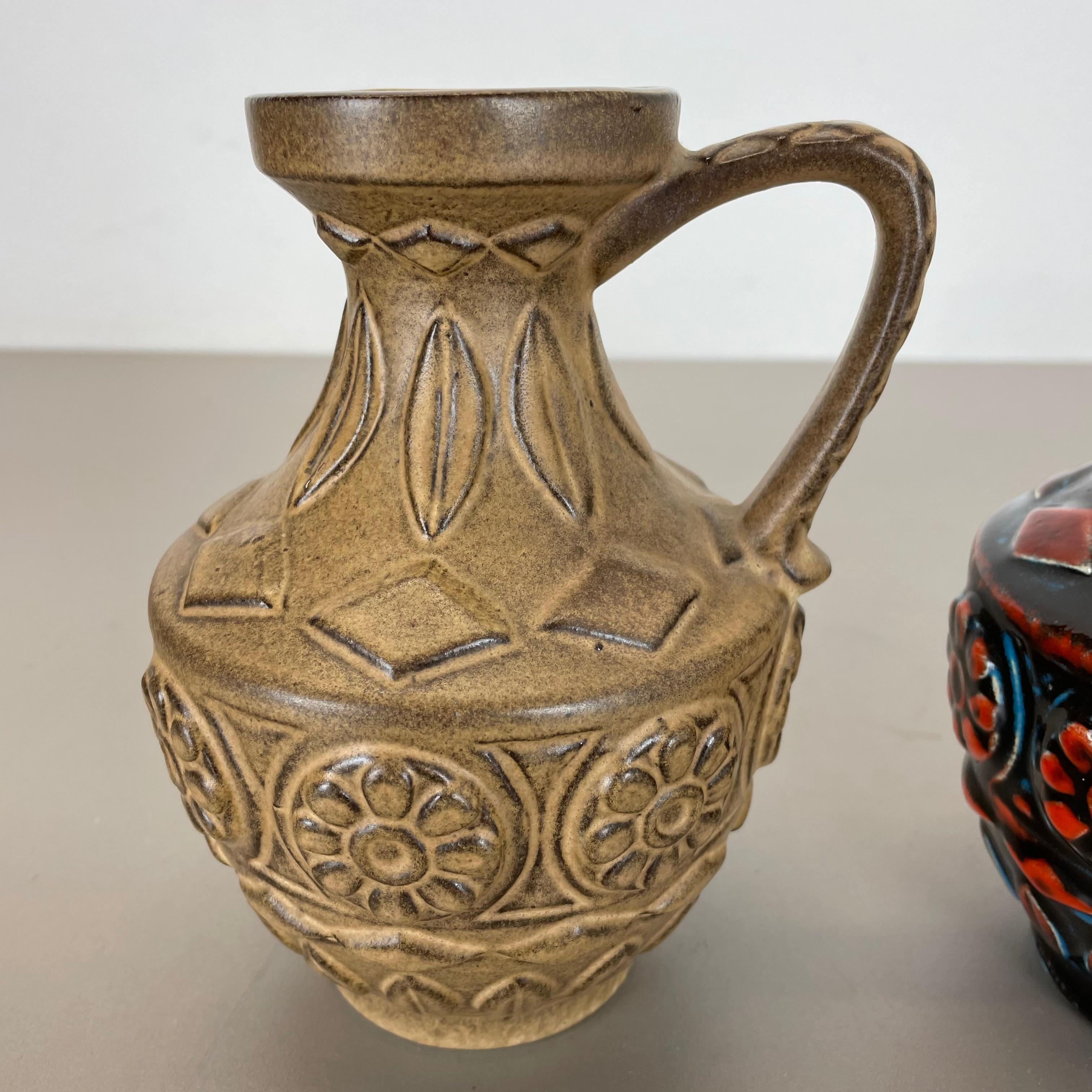 Set di 2 vasi in ceramica Op Art Lava grassa multicolore di Bay Ceramics Germania, anni '60 In condizioni buone in vendita a Kirchlengern, DE