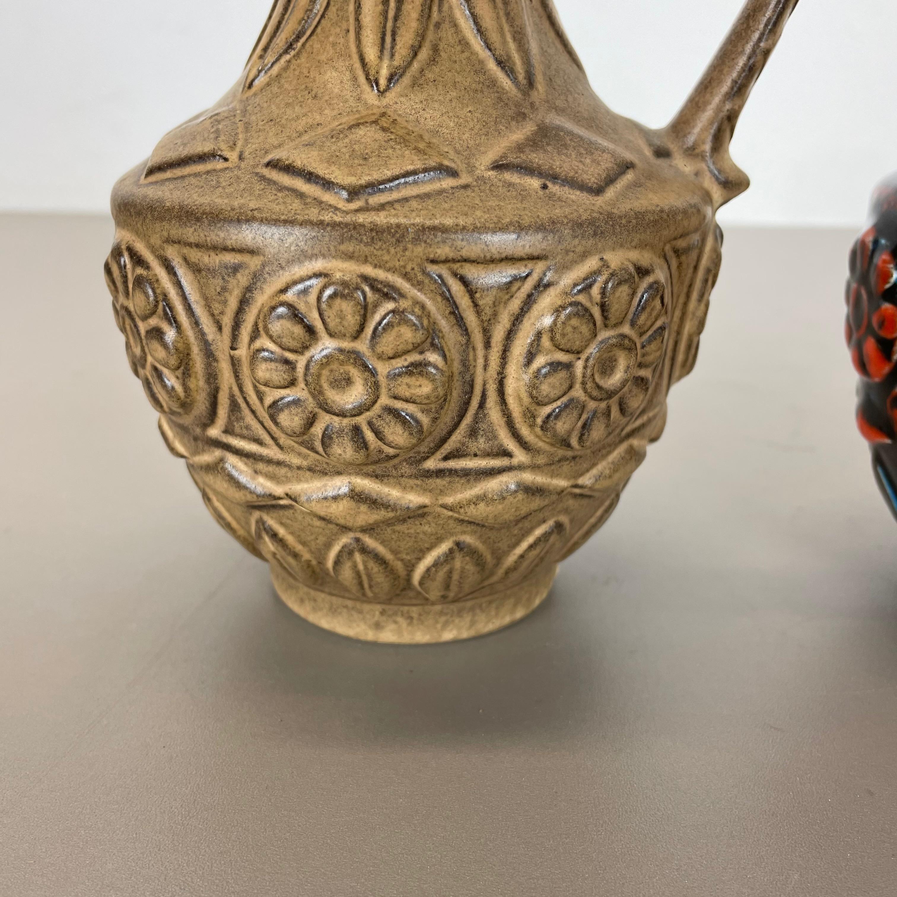 XX secolo Set di 2 vasi in ceramica Op Art Lava grassa multicolore di Bay Ceramics Germania, anni '60 in vendita