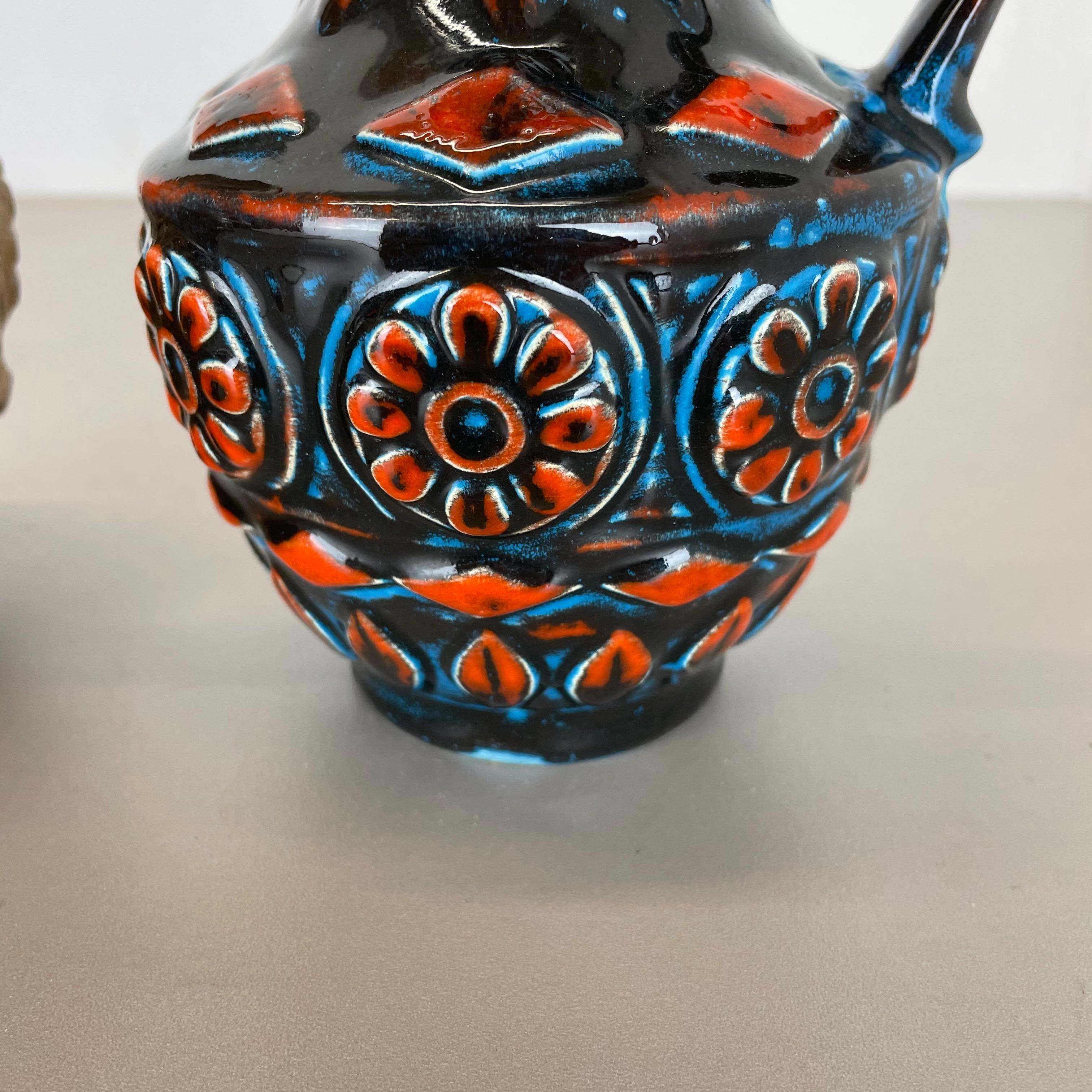 Set di 2 vasi in ceramica Op Art Lava grassa multicolore di Bay Ceramics Germania, anni '60 in vendita 2