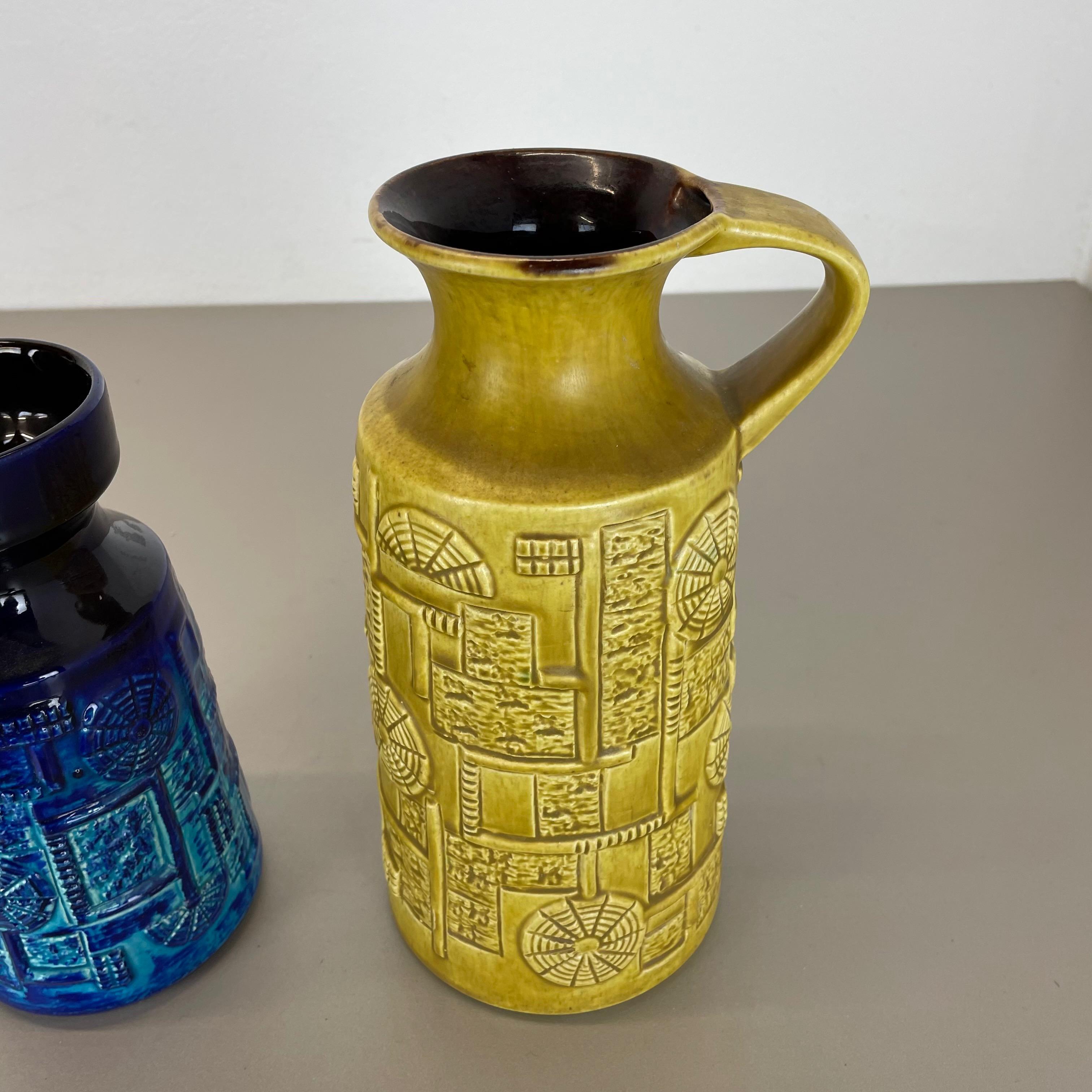 Set of 2 Multi-Color Fat Lava Op Art Pottery Vase by Bay Ceramics Germany, 1970s For Sale 6