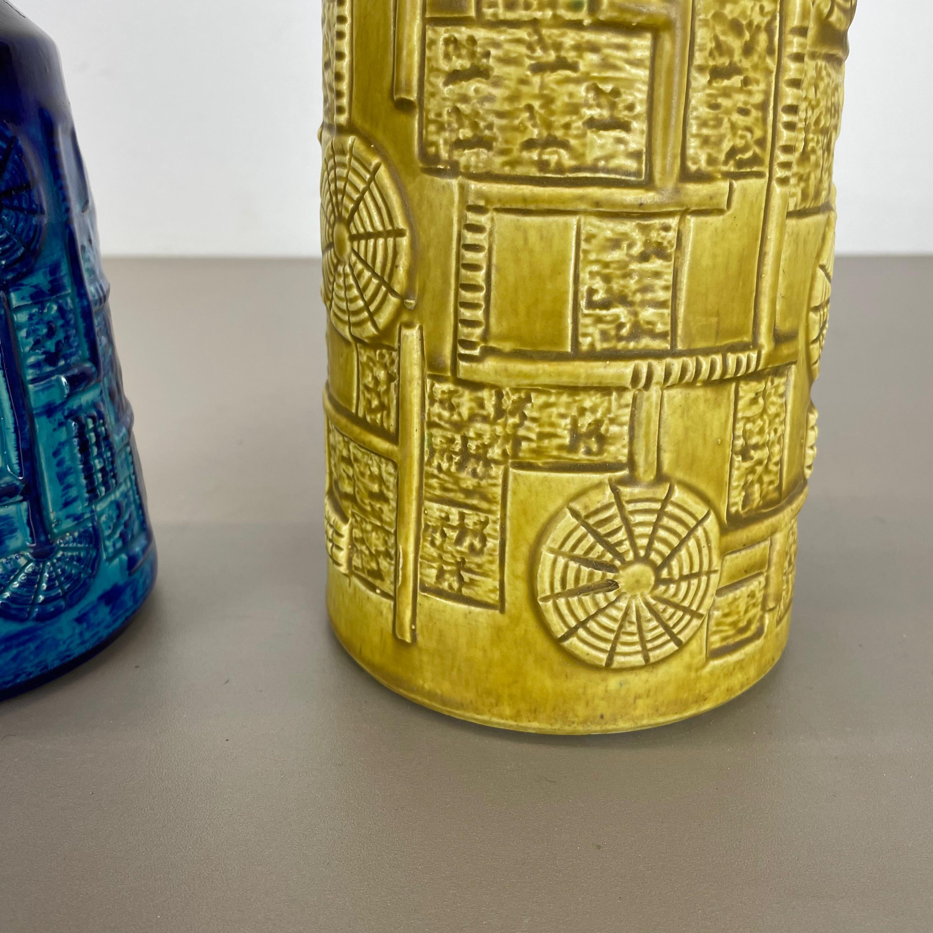 Set von 2 mehrfarbigen Lava-Vasen aus Op-Art-Keramik von Bay Ceramics, Deutschland, 1970er Jahre im Angebot 7
