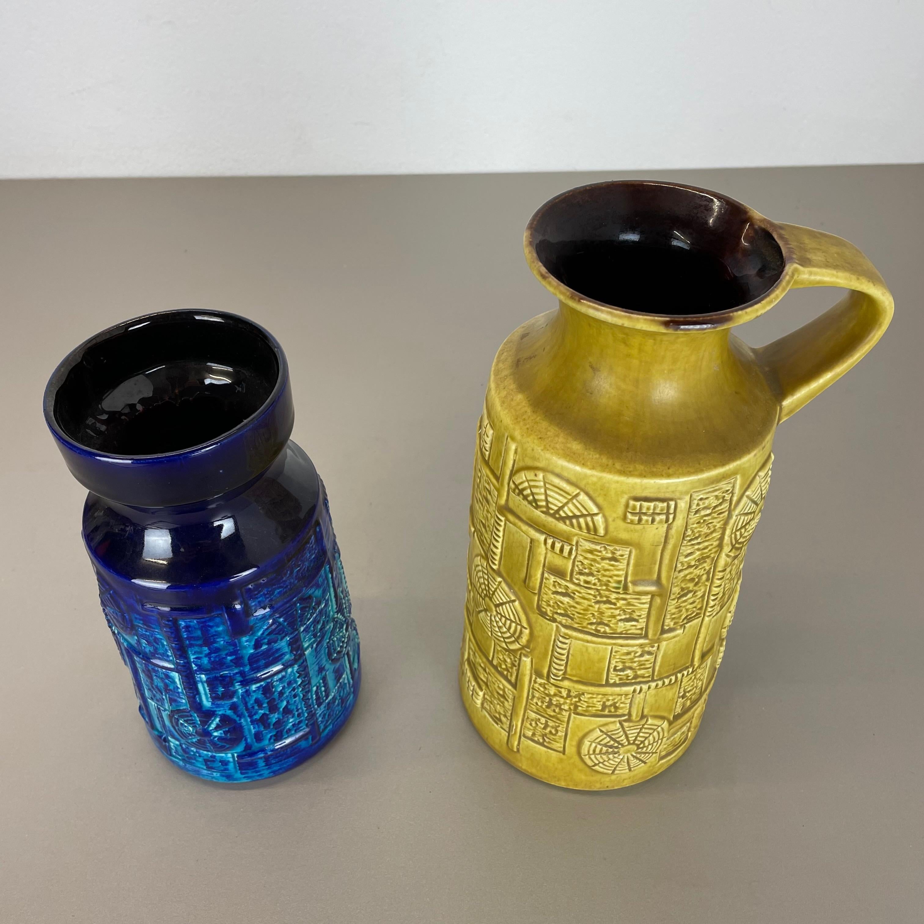 Set of 2 Multi-Color Fat Lava Op Art Pottery Vase by Bay Ceramics Germany, 1970s In Good Condition For Sale In Kirchlengern, DE