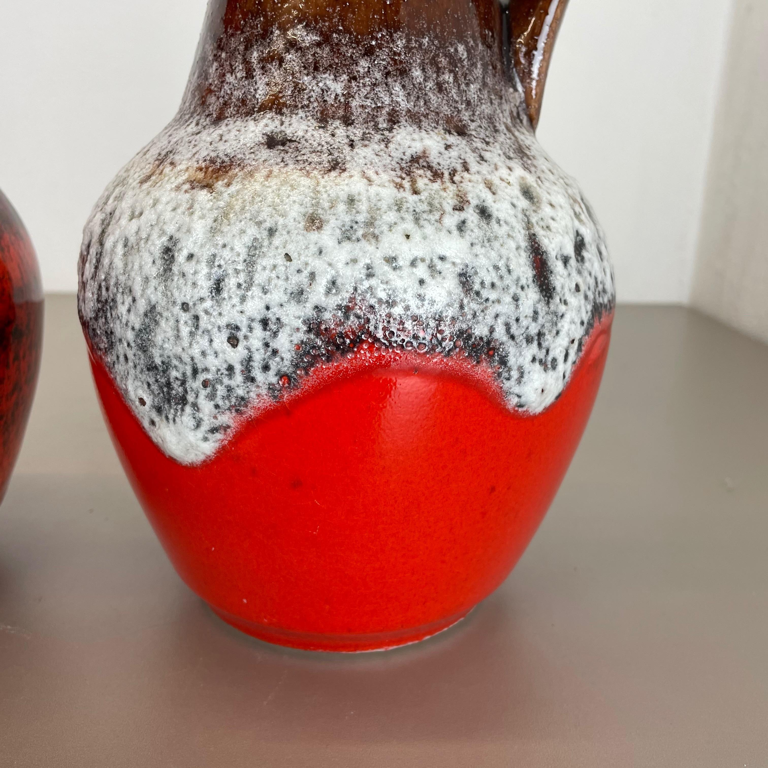 Set of 2 Multi-Color Fat Lava Op Art Pottery Vase Made Bay Ceramics, Germany 70s For Sale 4