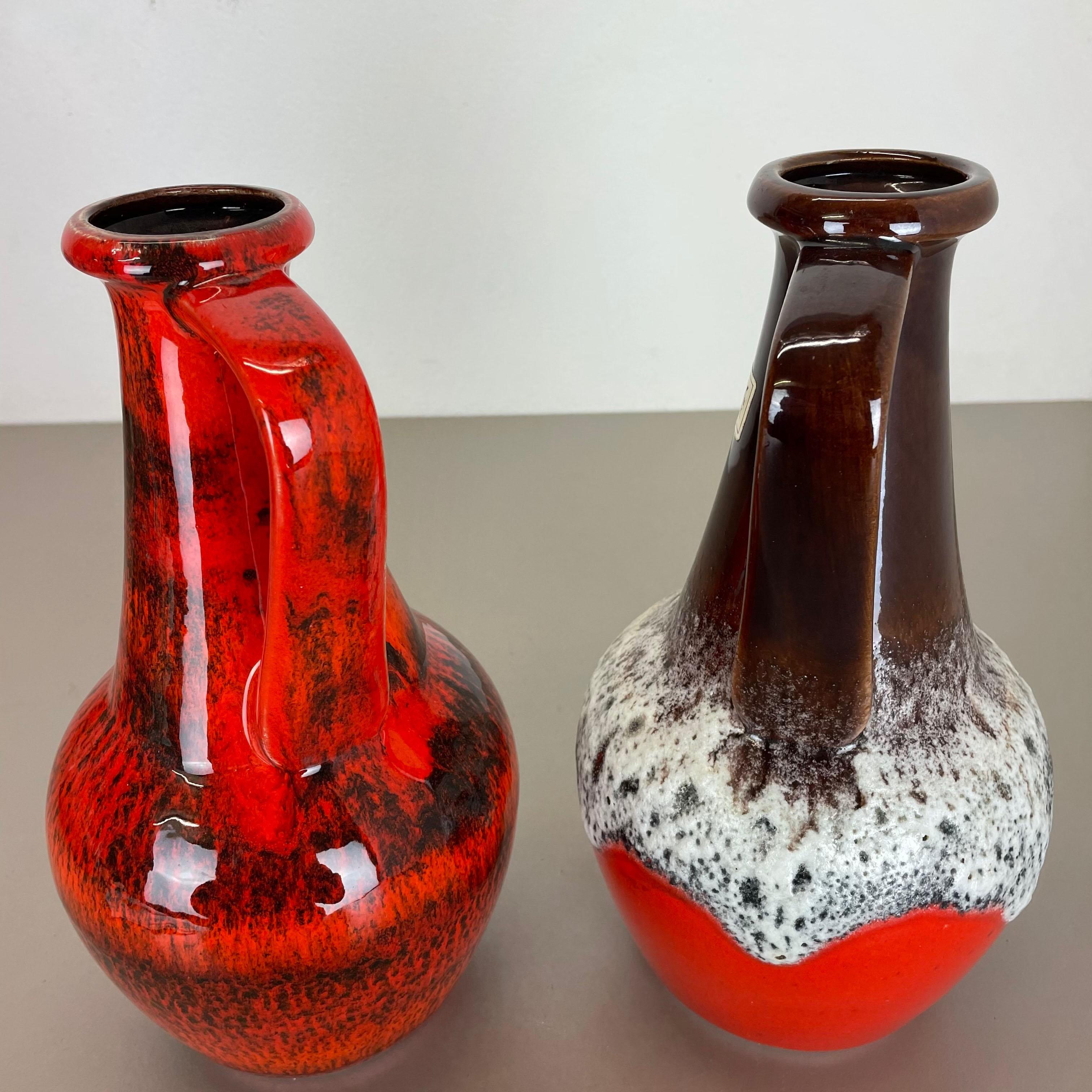 Set of 2 Multi-Color Fat Lava Op Art Pottery Vase Made Bay Ceramics, Germany 70s For Sale 7