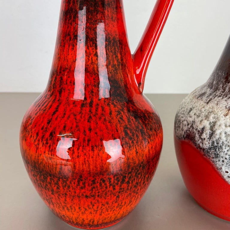 Set of 2 Multi-Color Fat Lava Op Art Pottery Vase Made Bay Ceramics,  Germany 70s For Sale at 1stDibs