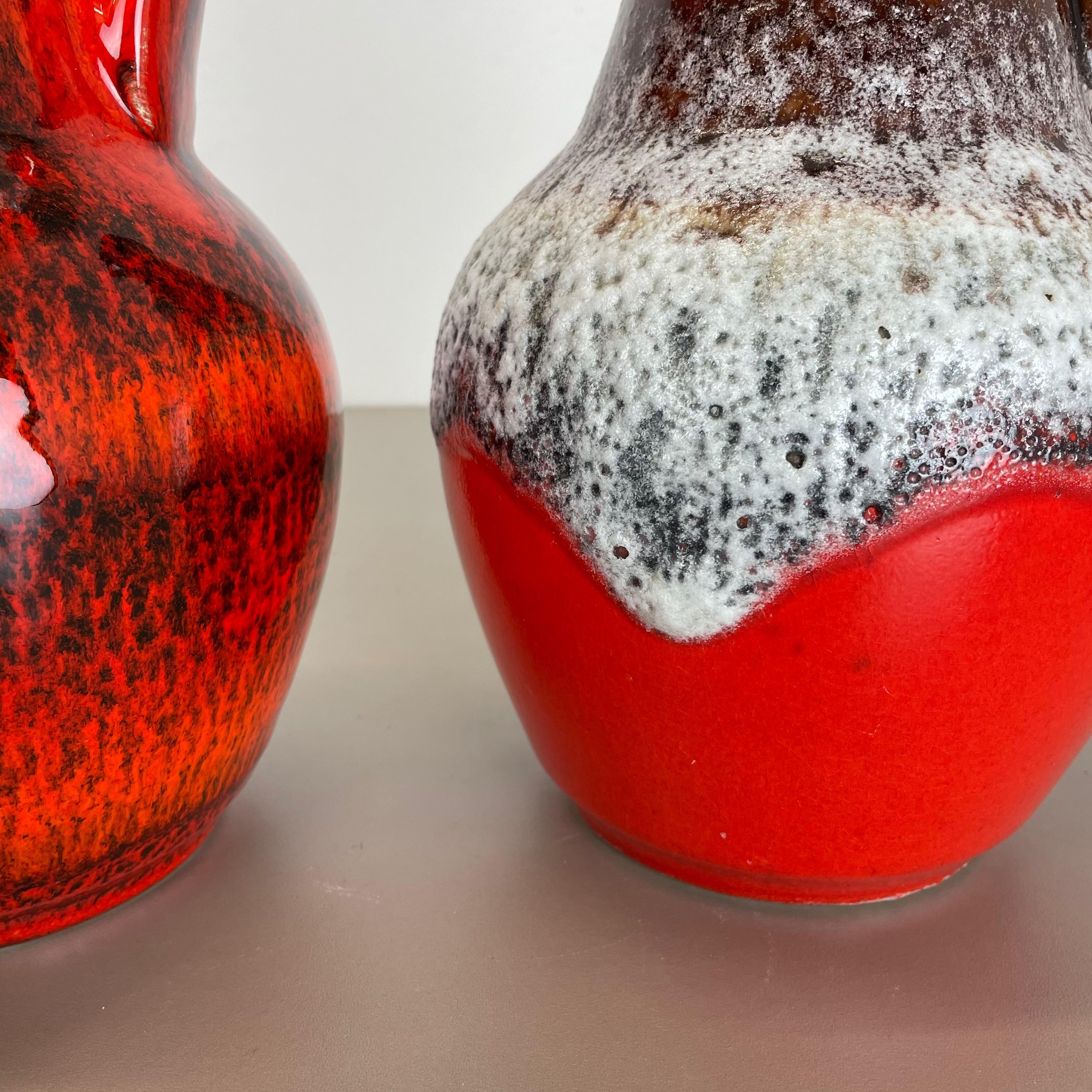 Set of 2 Multi-Color Fat Lava Op Art Pottery Vase Made Bay Ceramics, Germany 70s For Sale 3