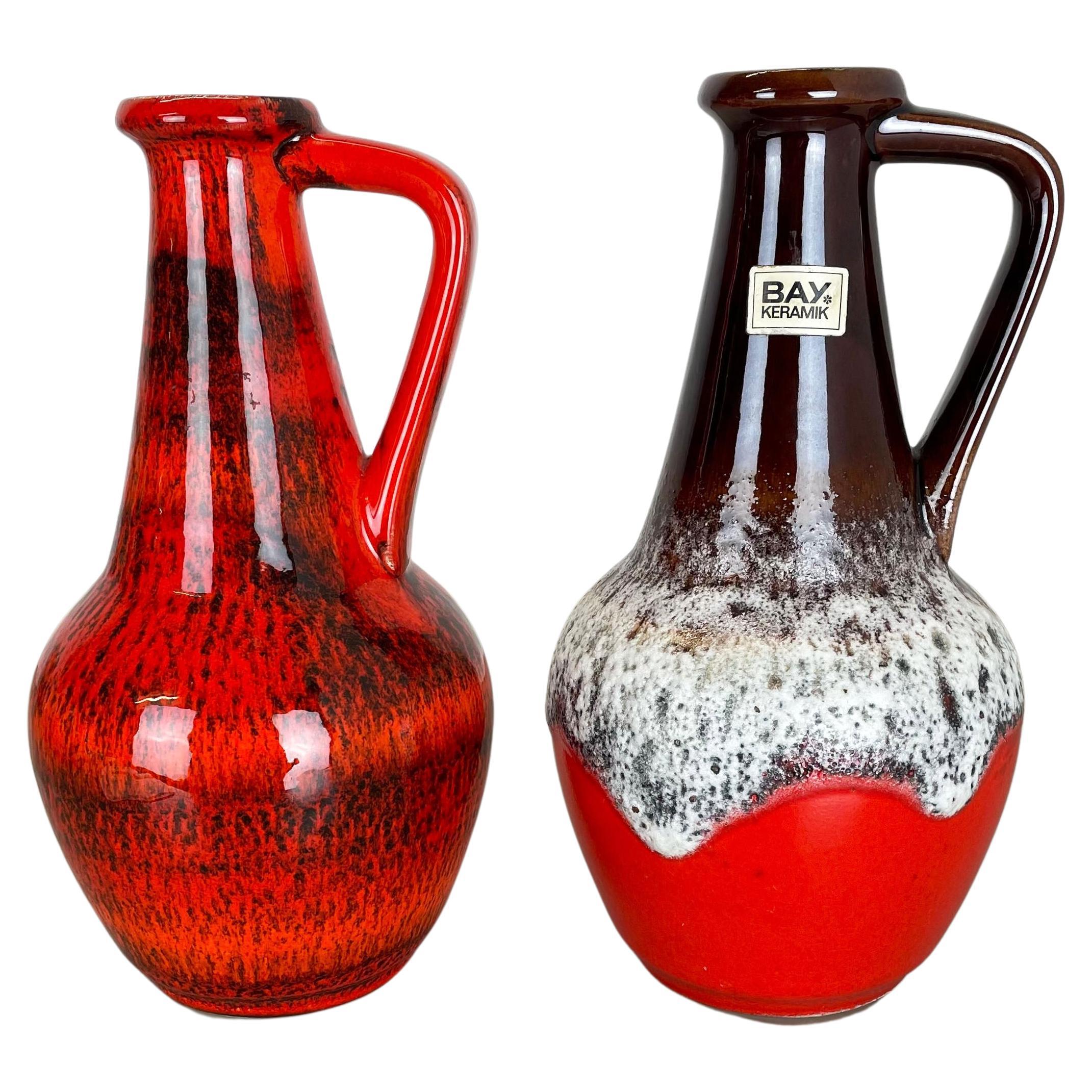 bay keramik 1960's 70's vintage VASE red yellow black lava pattern model 67 30