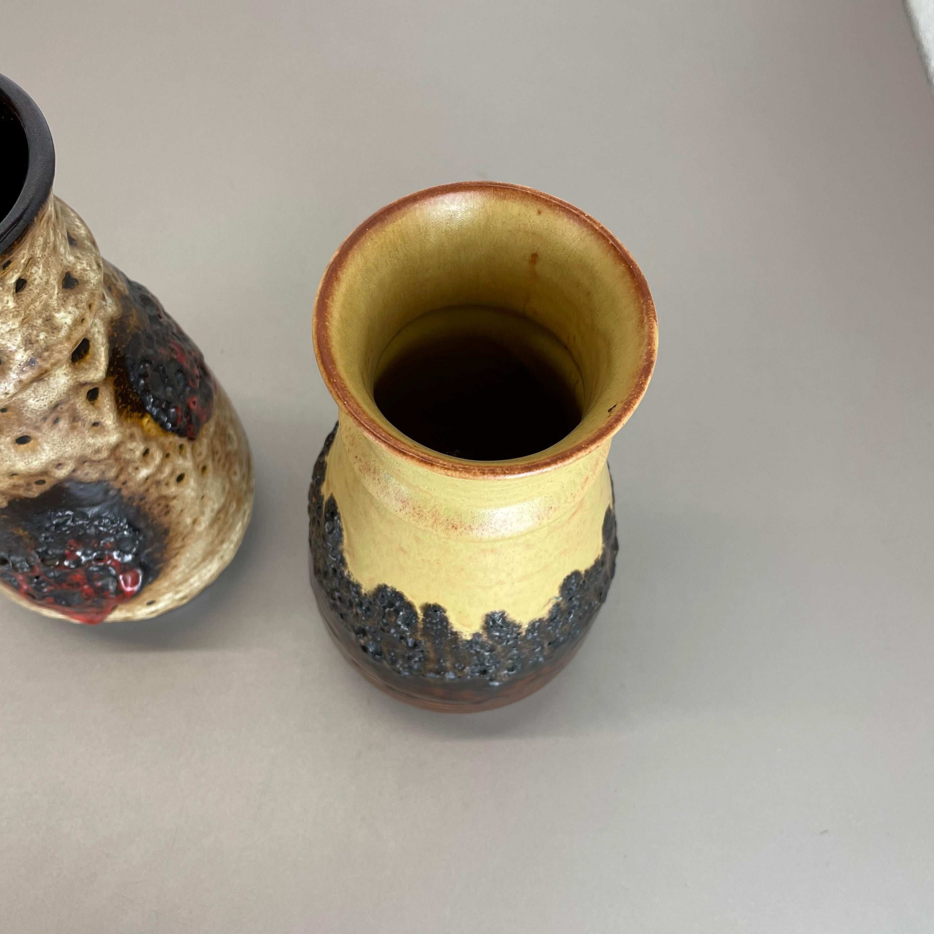 Set of 2 Multi-Color Fat Lava Op Art Pottery Vase Made Bay Ceramics, Germany For Sale 5