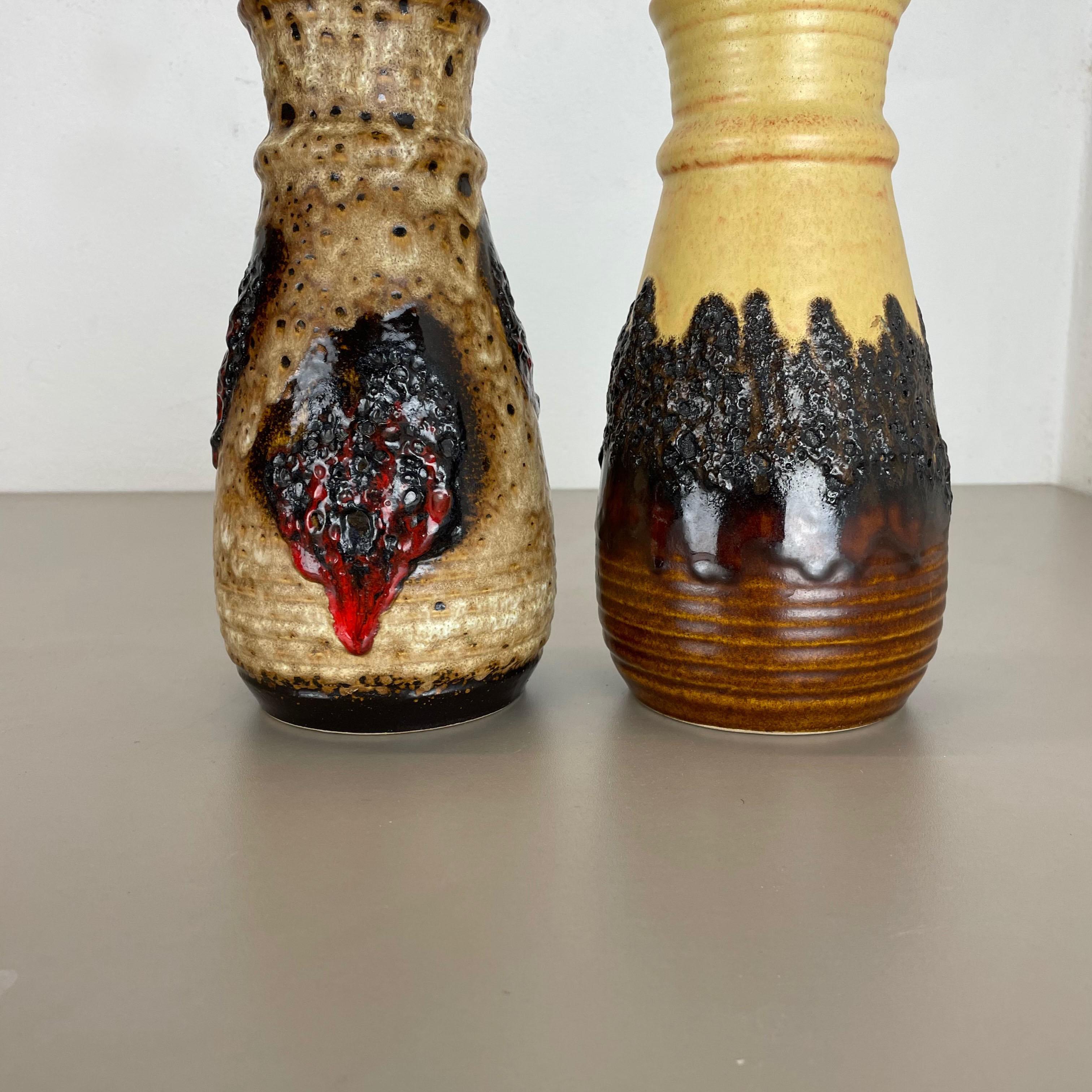 Set of 2 Multi-Color Fat Lava Op Art Pottery Vase Made Bay Ceramics, Germany For Sale 7