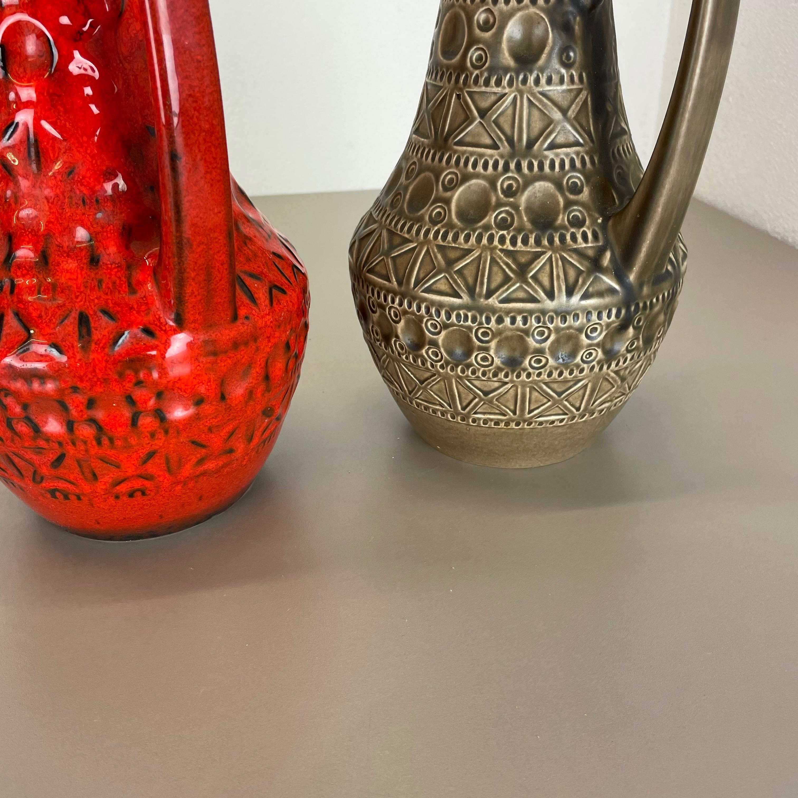 Ensemble de 2 vases en poterie d'art optique lave grasse multicolore fabriqués en céramique de Bay, Allemagne en vente 6