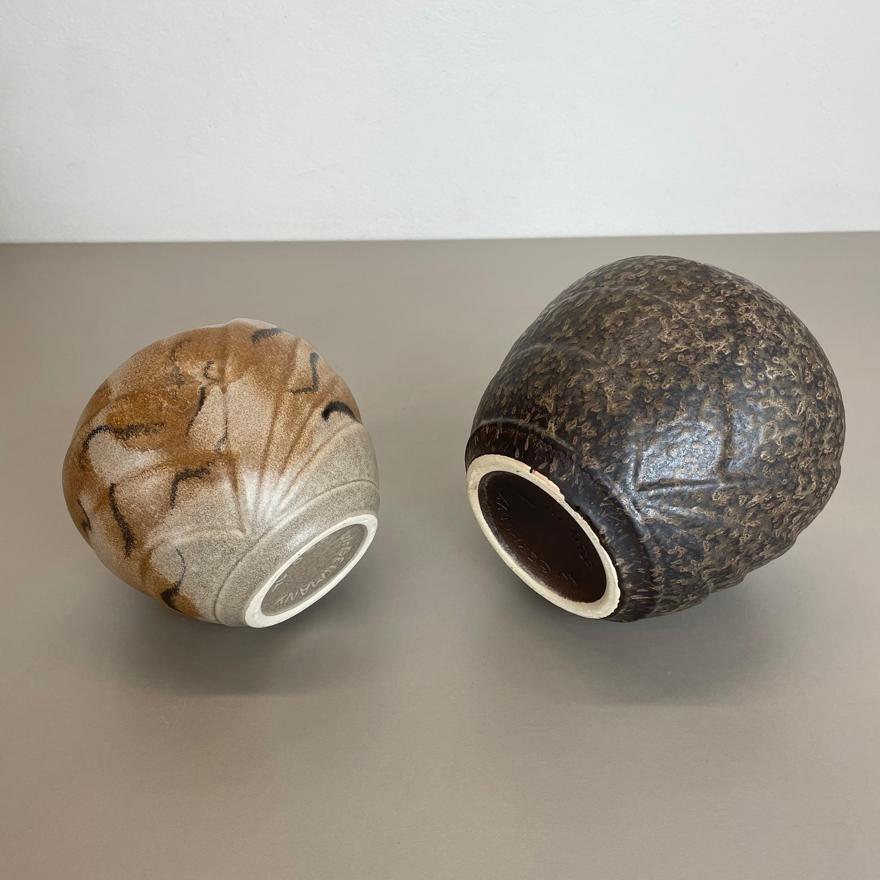 Set of 2 Multi-Color Fat Lava Op Art Pottery Vase Made Bay Ceramics, Germany 9