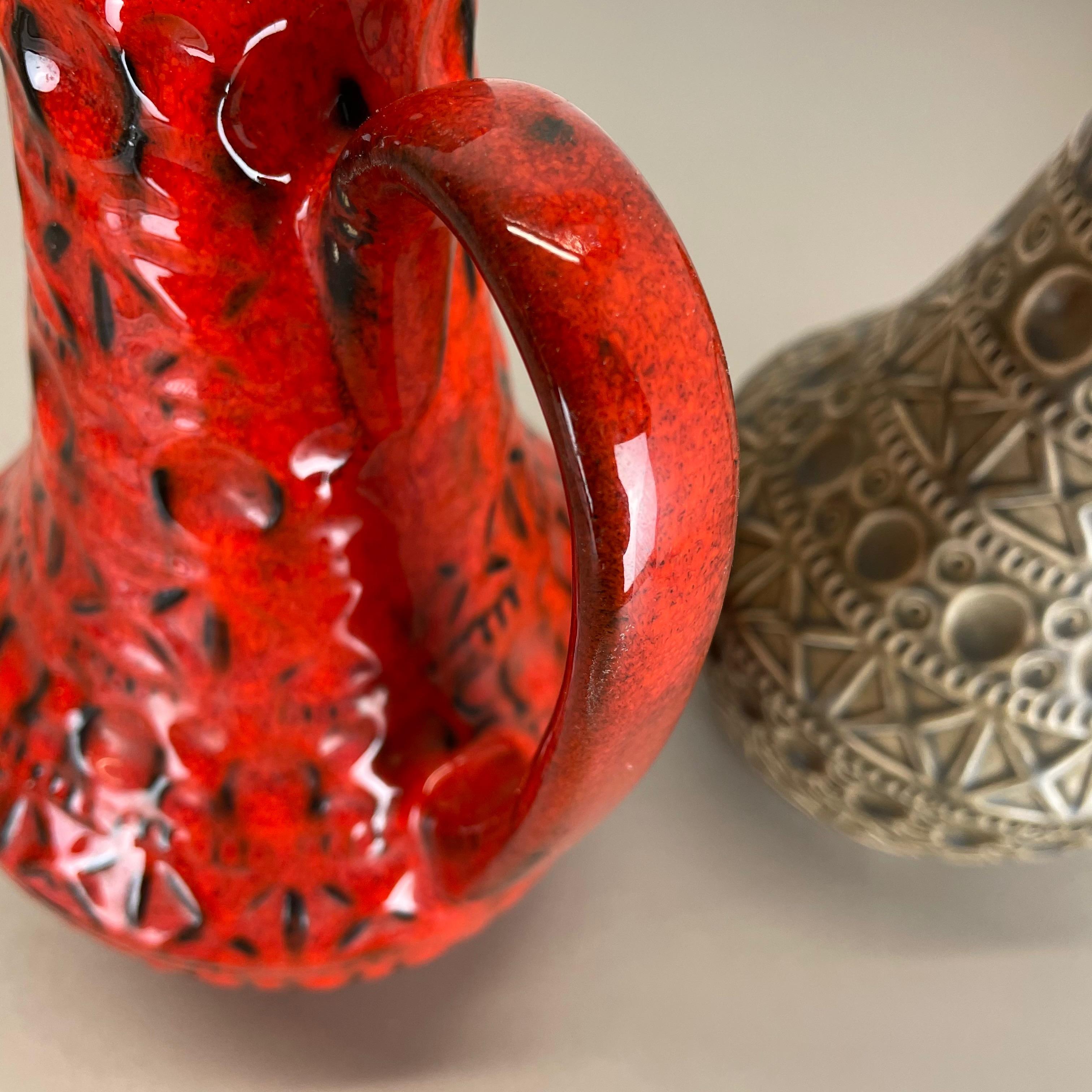 Set of 2 Multi-Color Fat Lava Op Art Pottery Vase Made Bay Ceramics, Germany For Sale 10