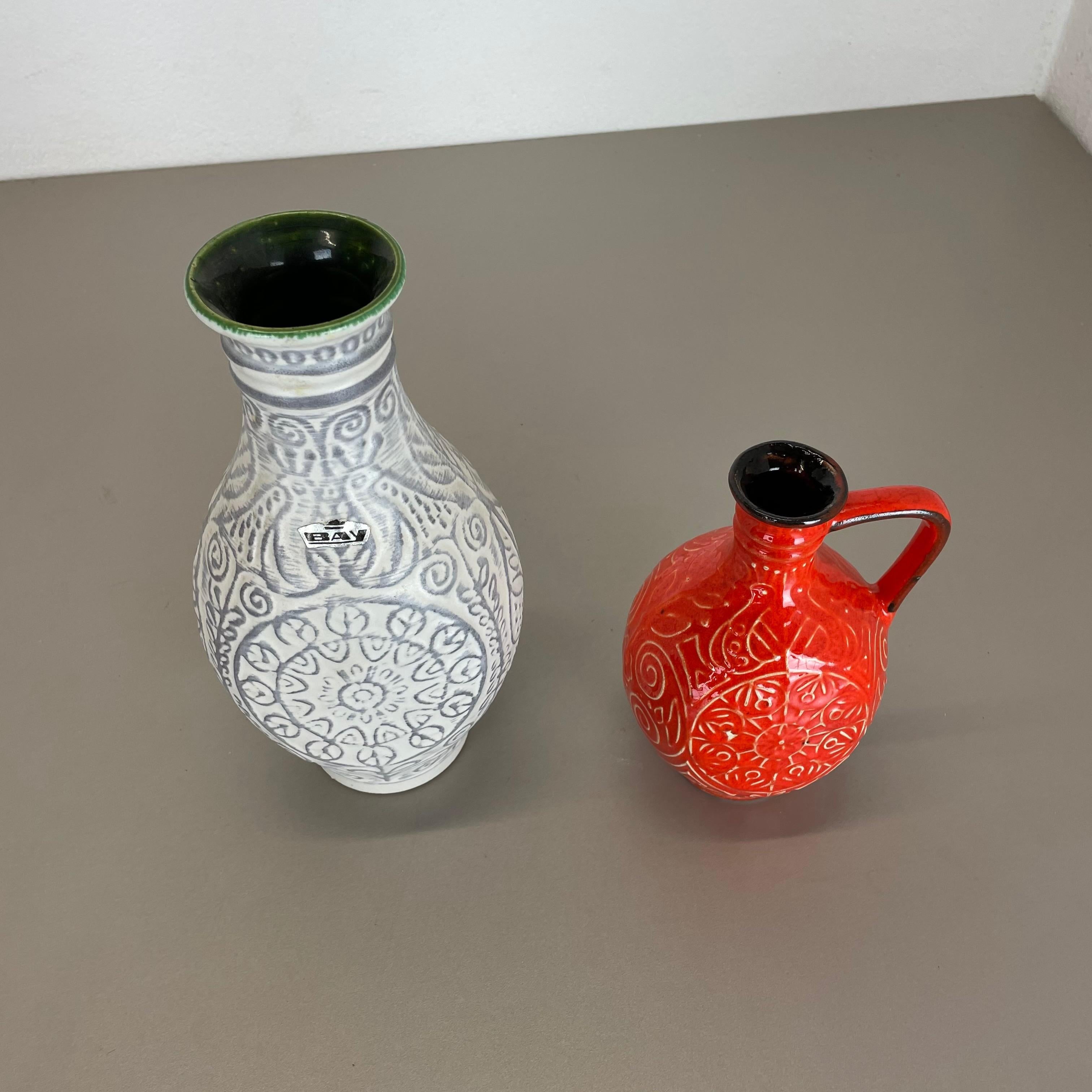 Tedesco Set di 2 vasi in ceramica Op Art Multi-Color Fat Lava Made Bay Ceramics, Germania in vendita