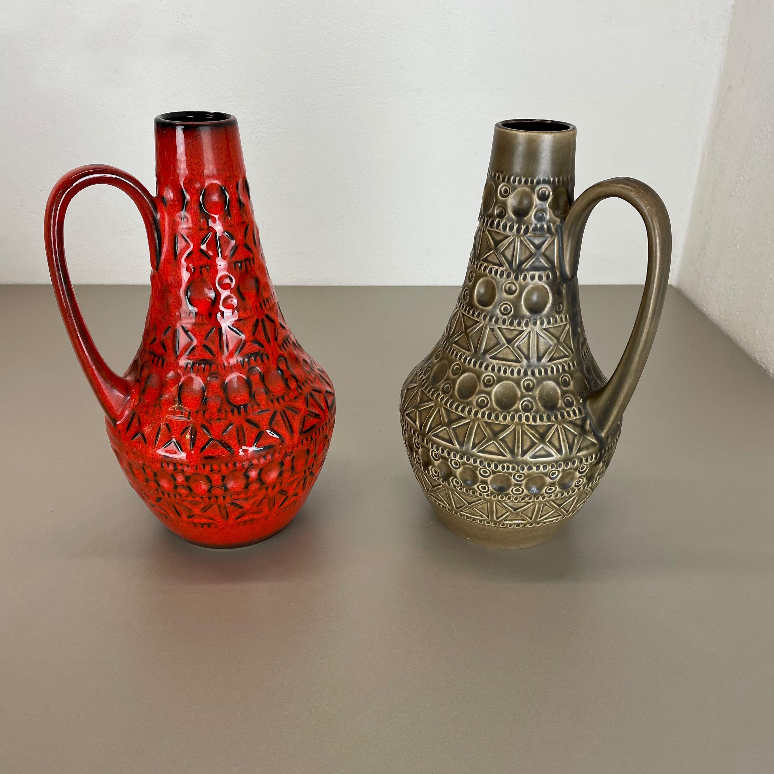 Ensemble de 2 vases en poterie d'art optique lave grasse multicolore fabriqués en céramique de Bay, Allemagne Bon état - En vente à Kirchlengern, DE
