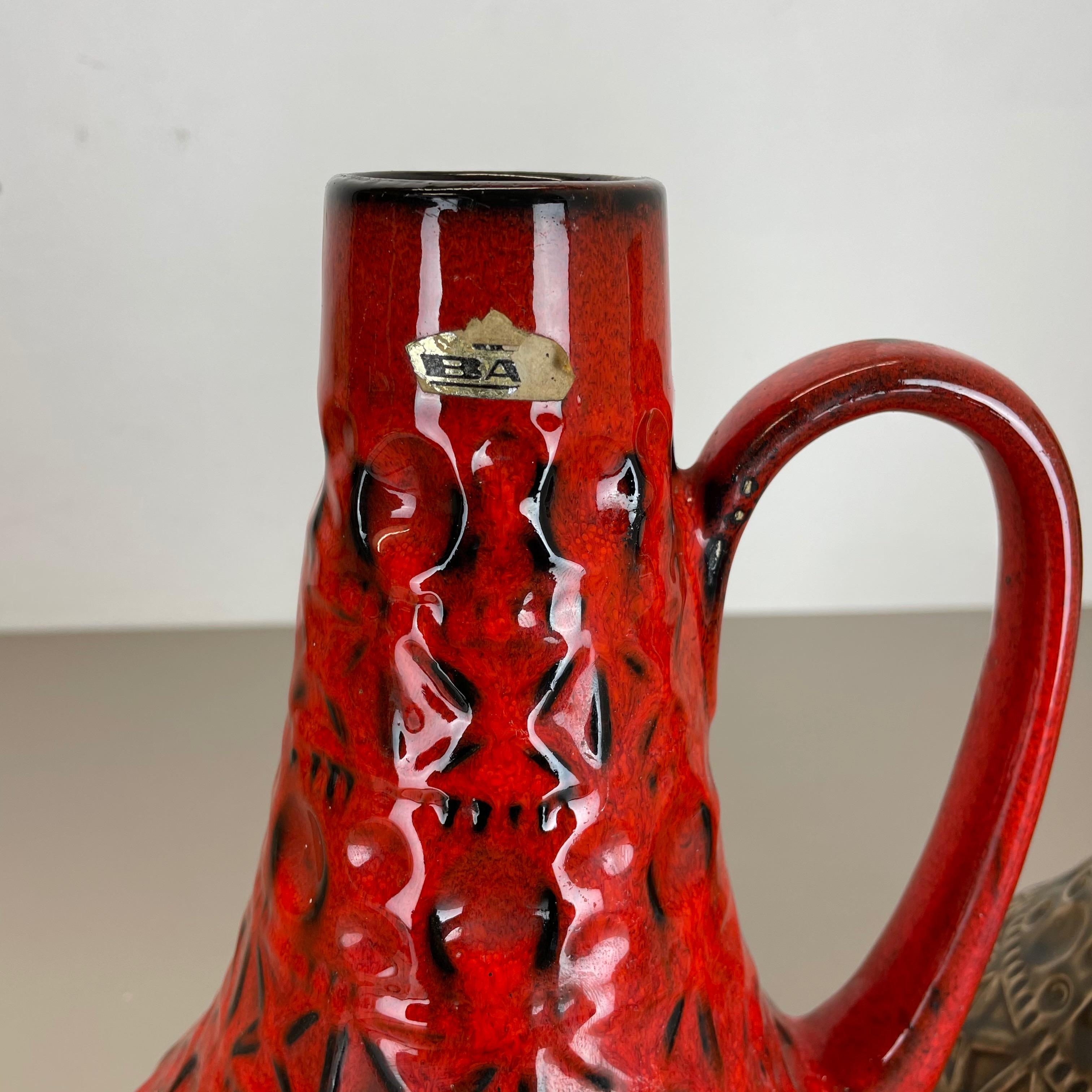 20ième siècle Ensemble de 2 vases en poterie d'art optique lave grasse multicolore fabriqués en céramique de Bay, Allemagne en vente