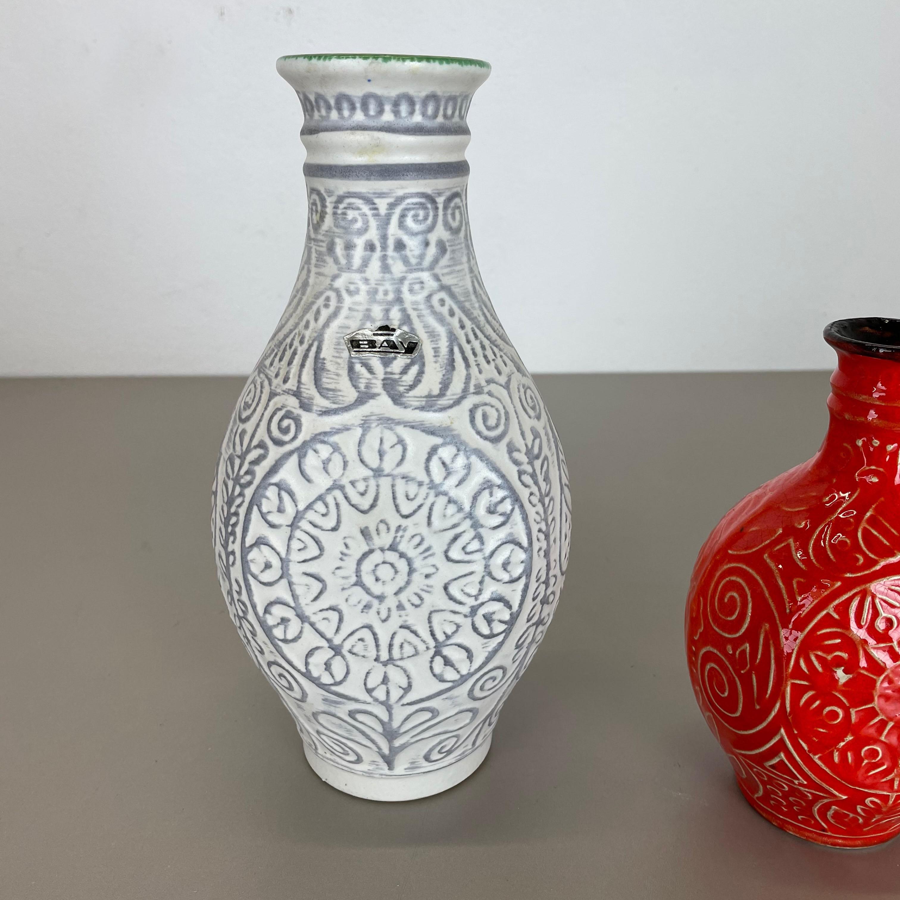XX secolo Set di 2 vasi in ceramica Op Art Multi-Color Fat Lava Made Bay Ceramics, Germania in vendita
