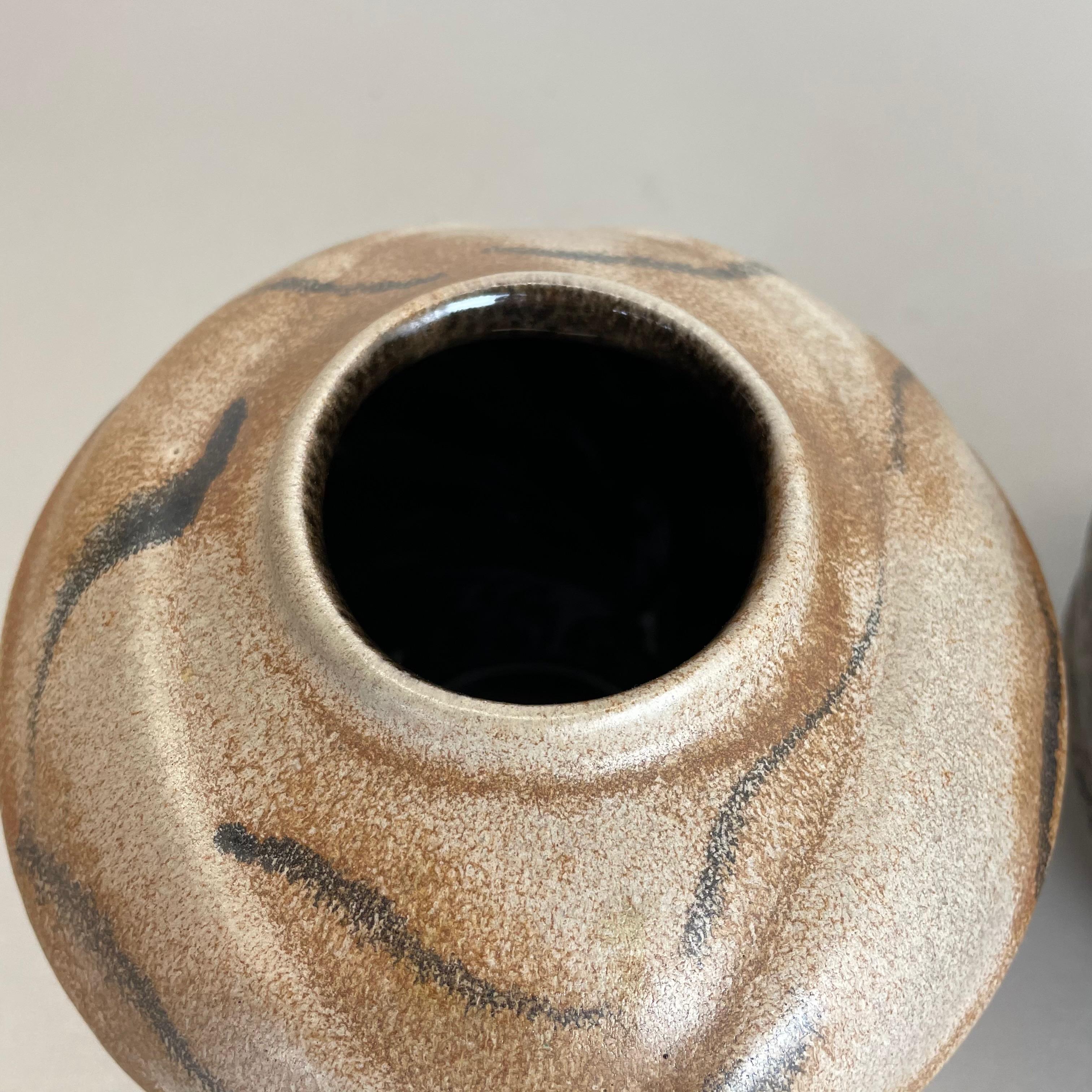 Set of 2 Multi-Color Fat Lava Op Art Pottery Vase Made Bay Ceramics, Germany 2
