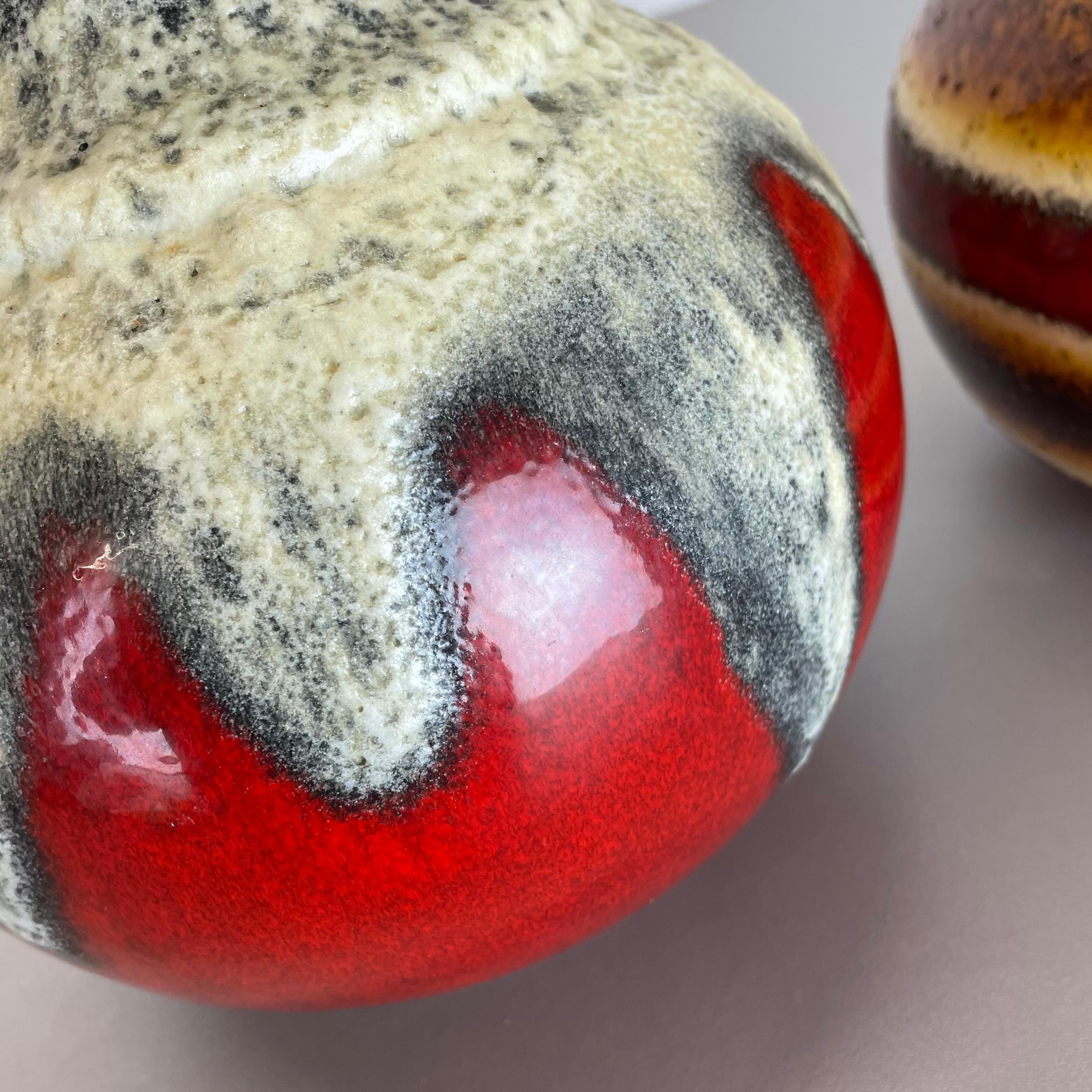 Set of 2 Multi-Color Fat Lava Op Art Pottery Vase Made Bay Ceramics, Germany For Sale 2