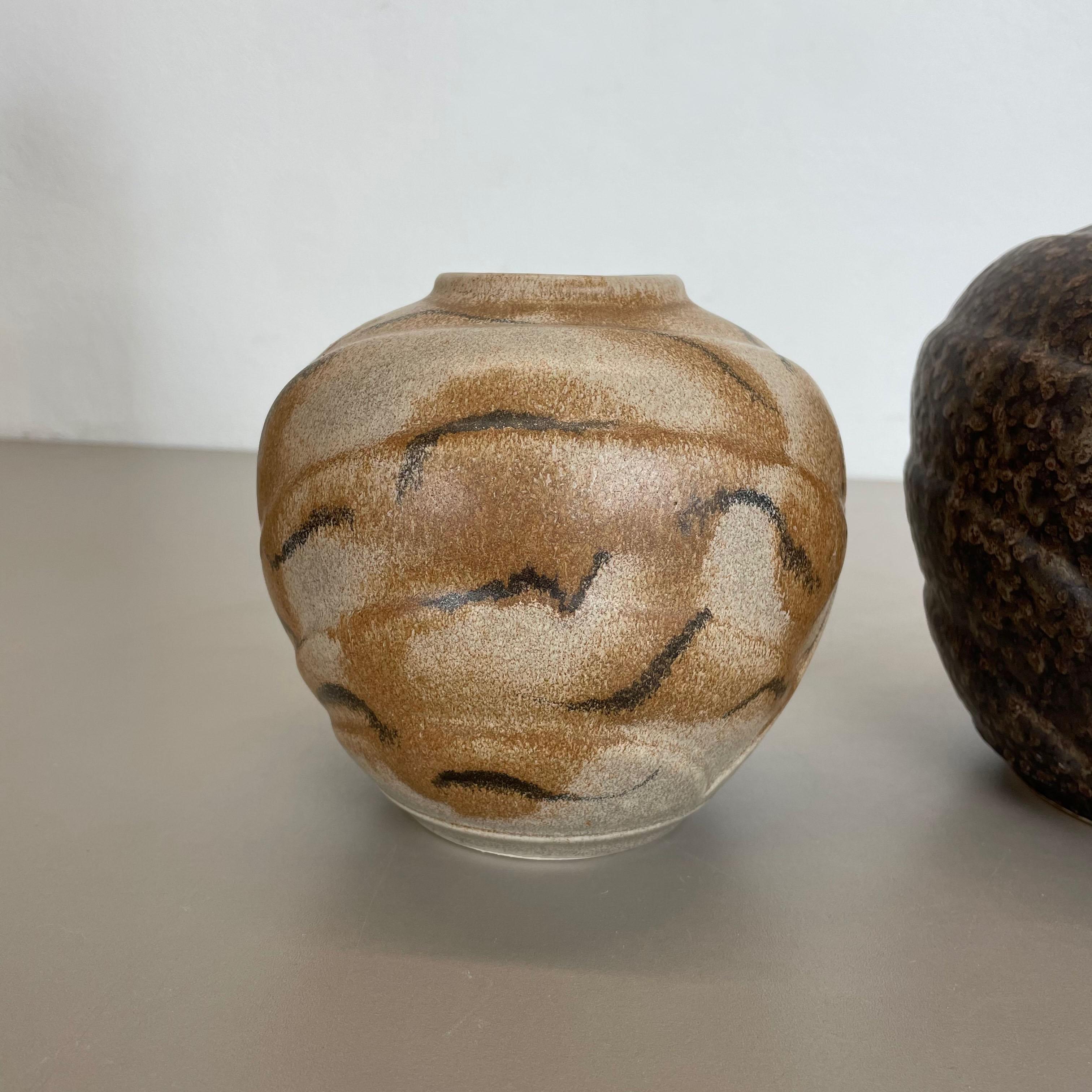 Set of 2 Multi-Color Fat Lava Op Art Pottery Vase Made Bay Ceramics, Germany 3
