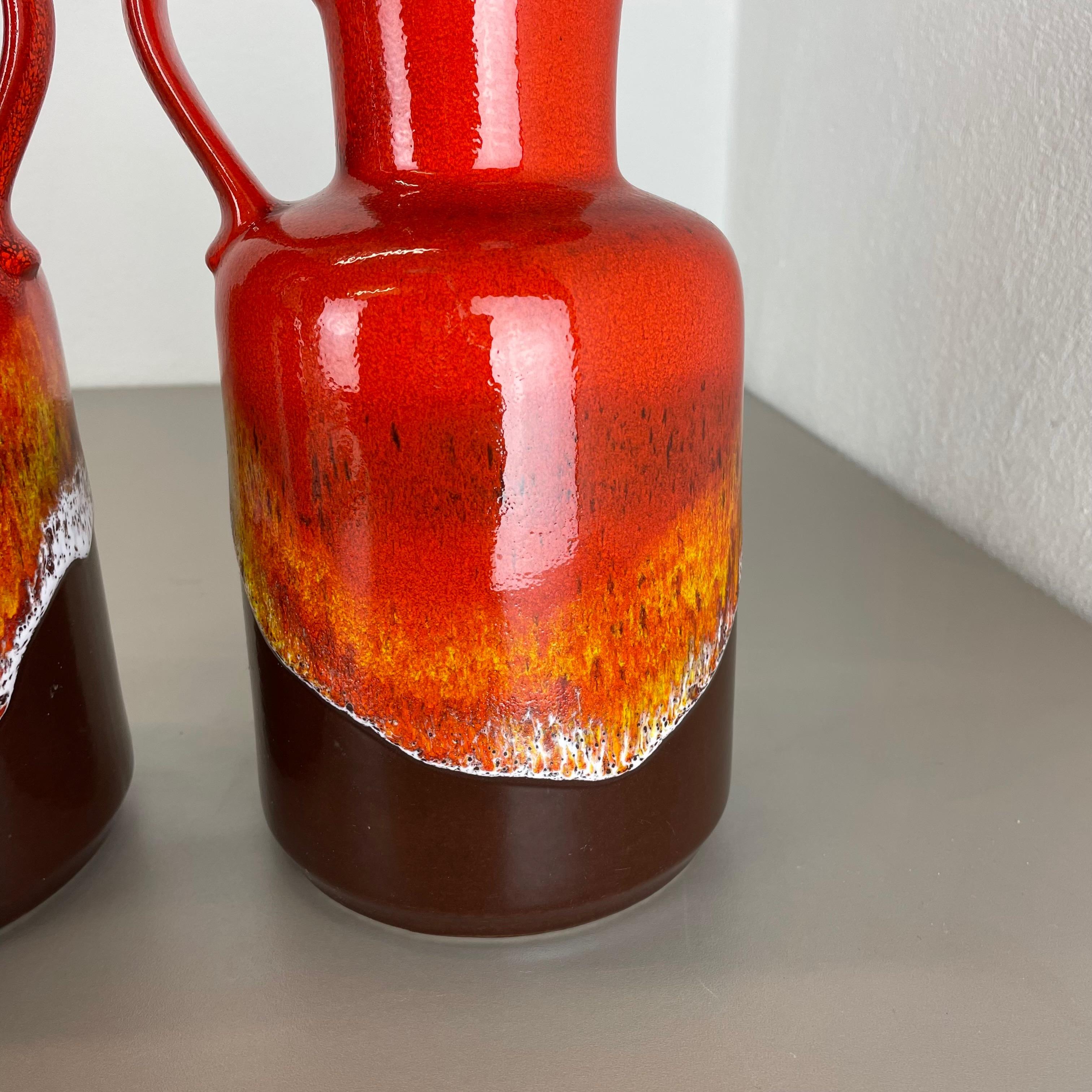 Set von 2 mehrfarbigen Fat Lava Op-Art-Keramikvasen, hergestellt von JASBA Ceramics Deutschland im Angebot 5