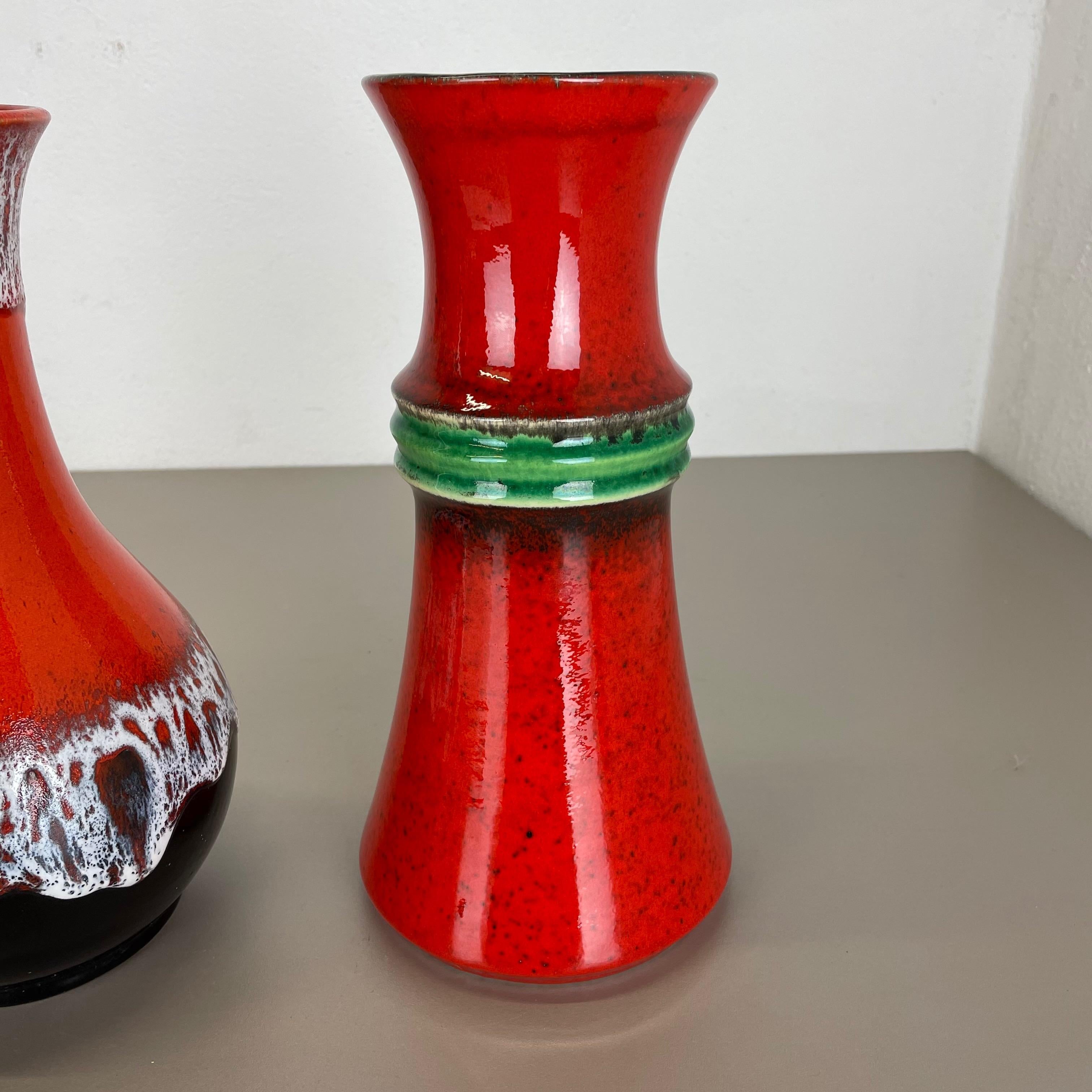 Set of 2 Multi-Color Fat Lava Op Art Pottery Vase Made by JASBA Ceramics Germany For Sale 6