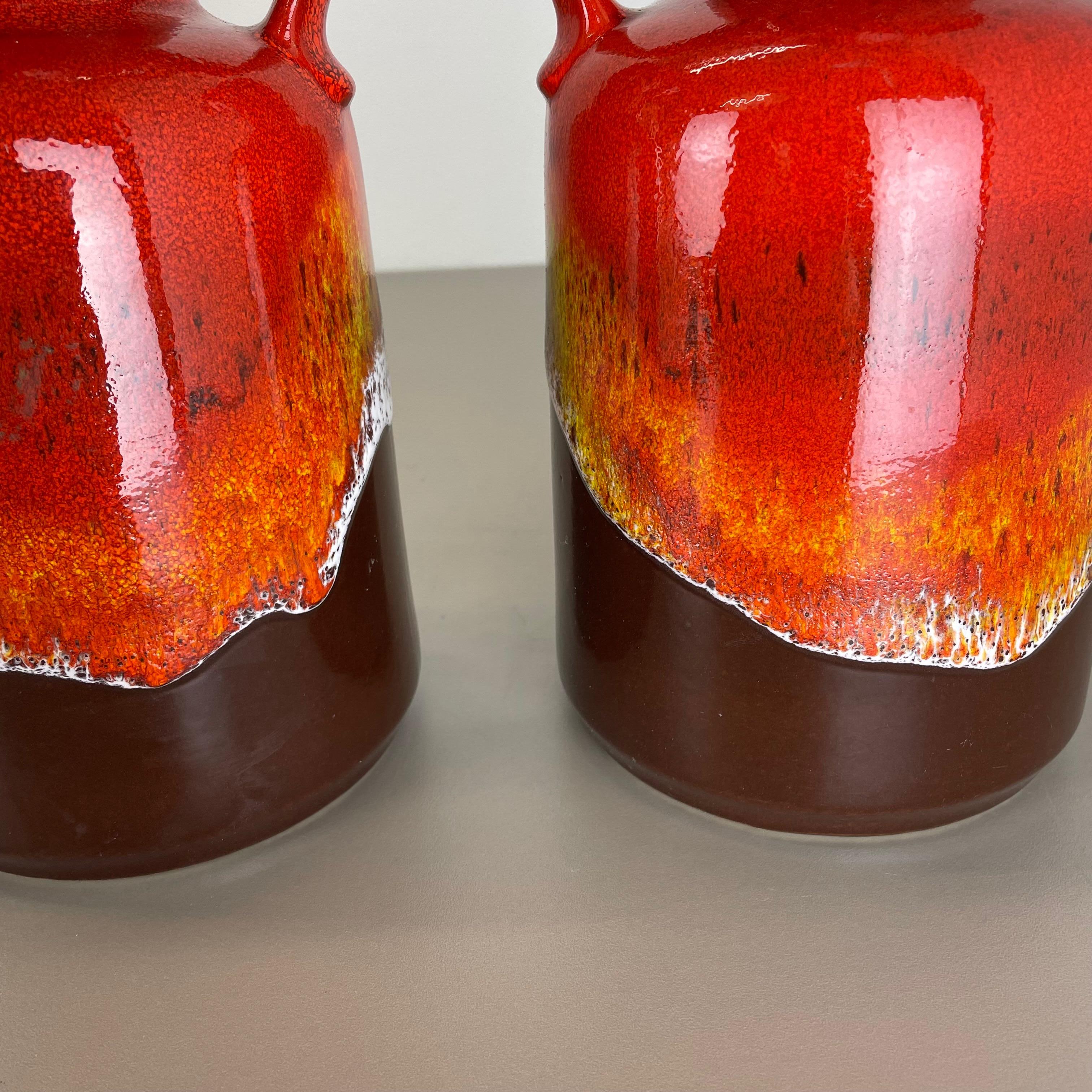 Set von 2 mehrfarbigen Fat Lava Op-Art-Keramikvasen, hergestellt von JASBA Ceramics Deutschland im Angebot 6