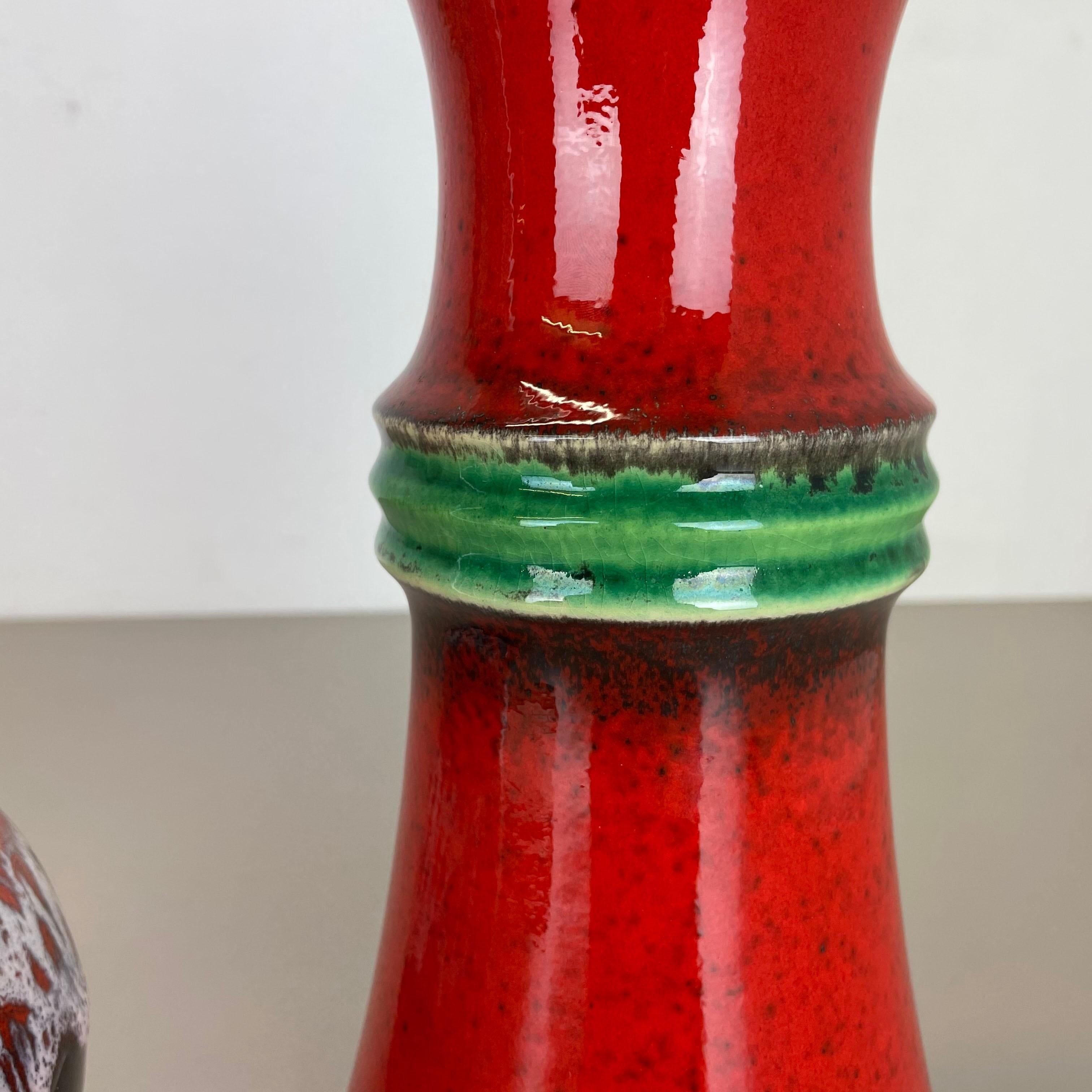 Ensemble de 2 vases en poterie d'art optique lave grasse multicolore fabriqués par JASBA Ceramics Allemagne en vente 5