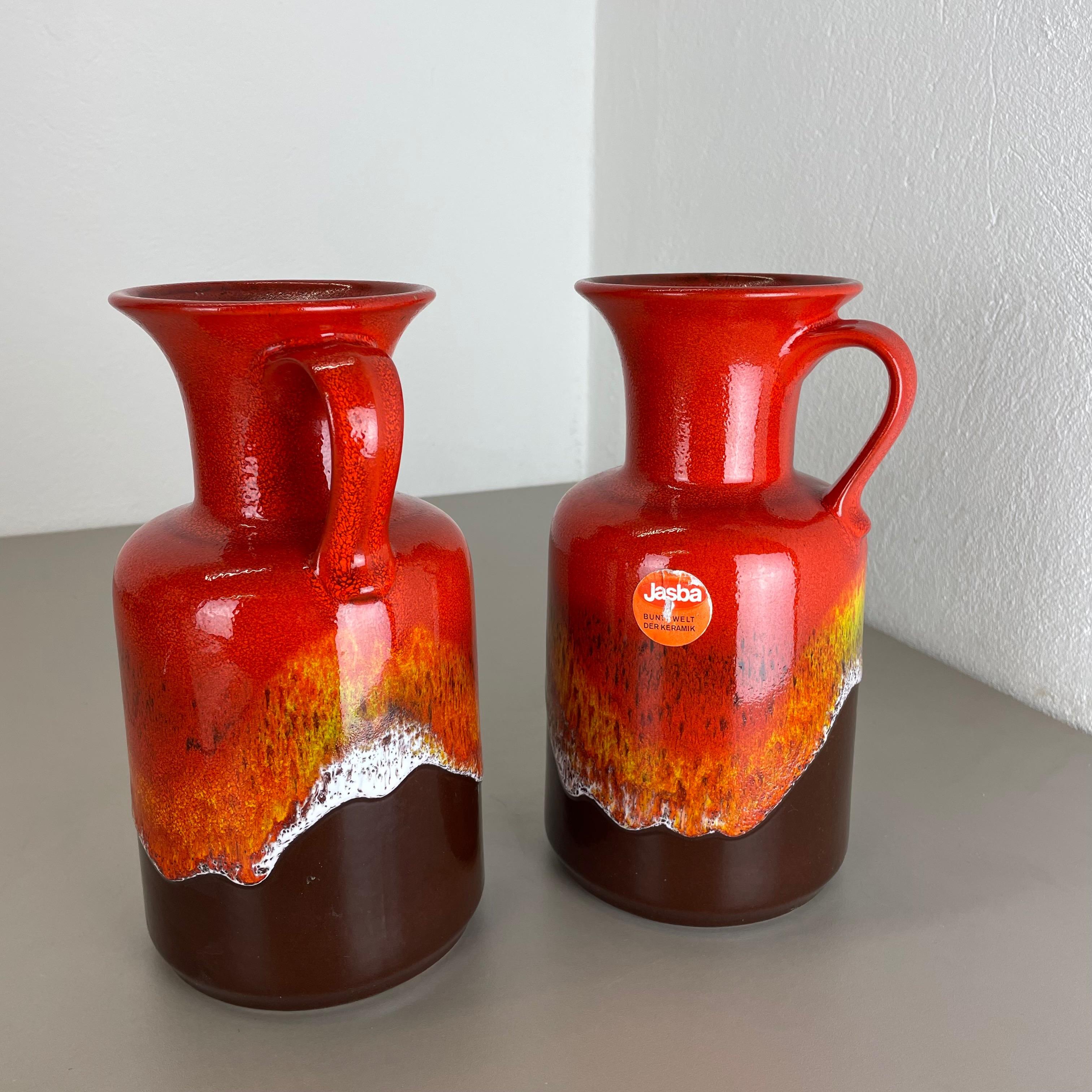 Ensemble de 2 vases en poterie Op Art multicolore en lave grasse fabriqués par JASBA Ceramics, Allemagne en vente 5