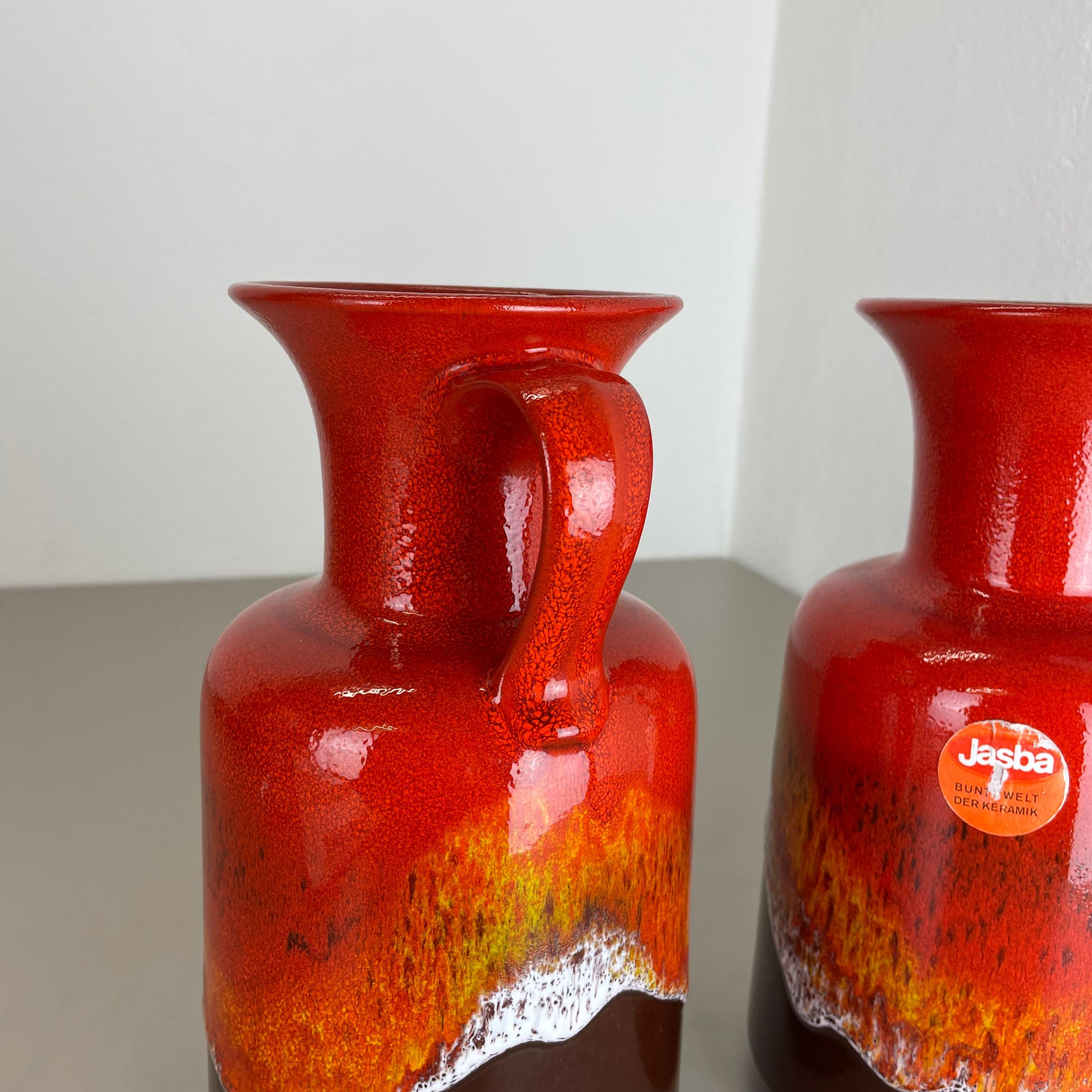 Set of 2 Multi-Color Fat Lava Op Art Pottery Vase Made by Jasba Ceramics Germany For Sale 8