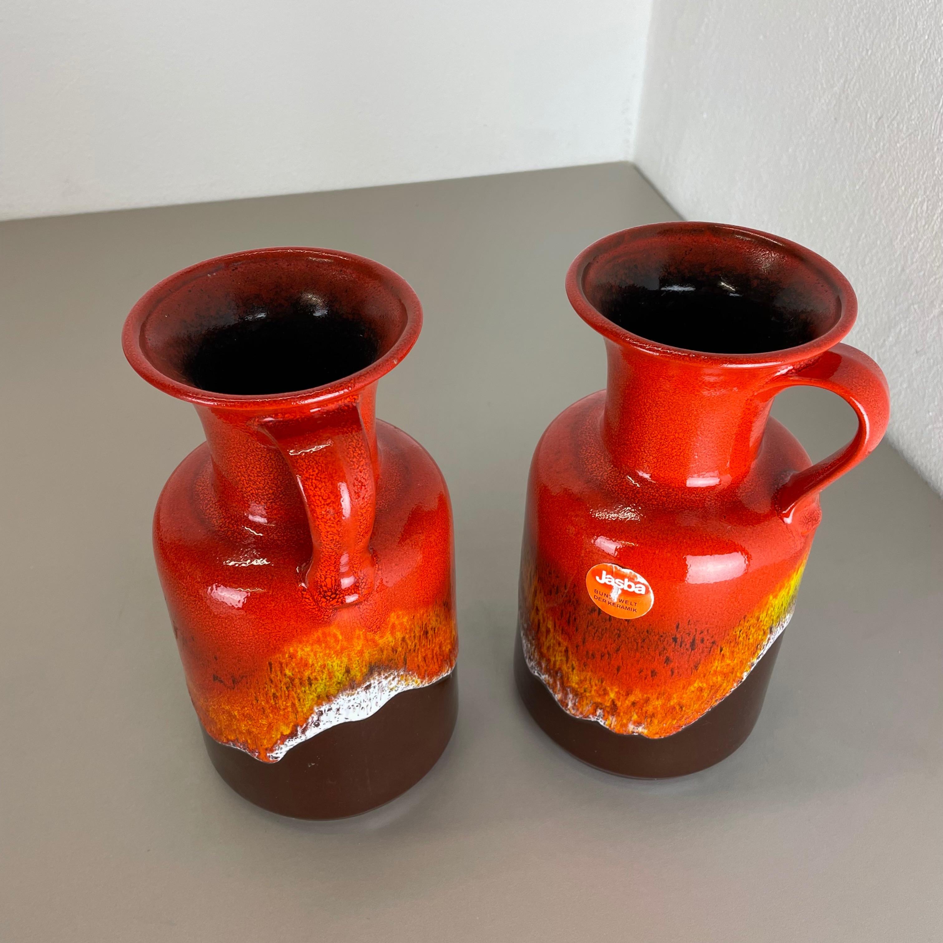 Set of 2 Multi-Color Fat Lava Op Art Pottery Vase Made by Jasba Ceramics Germany For Sale 9