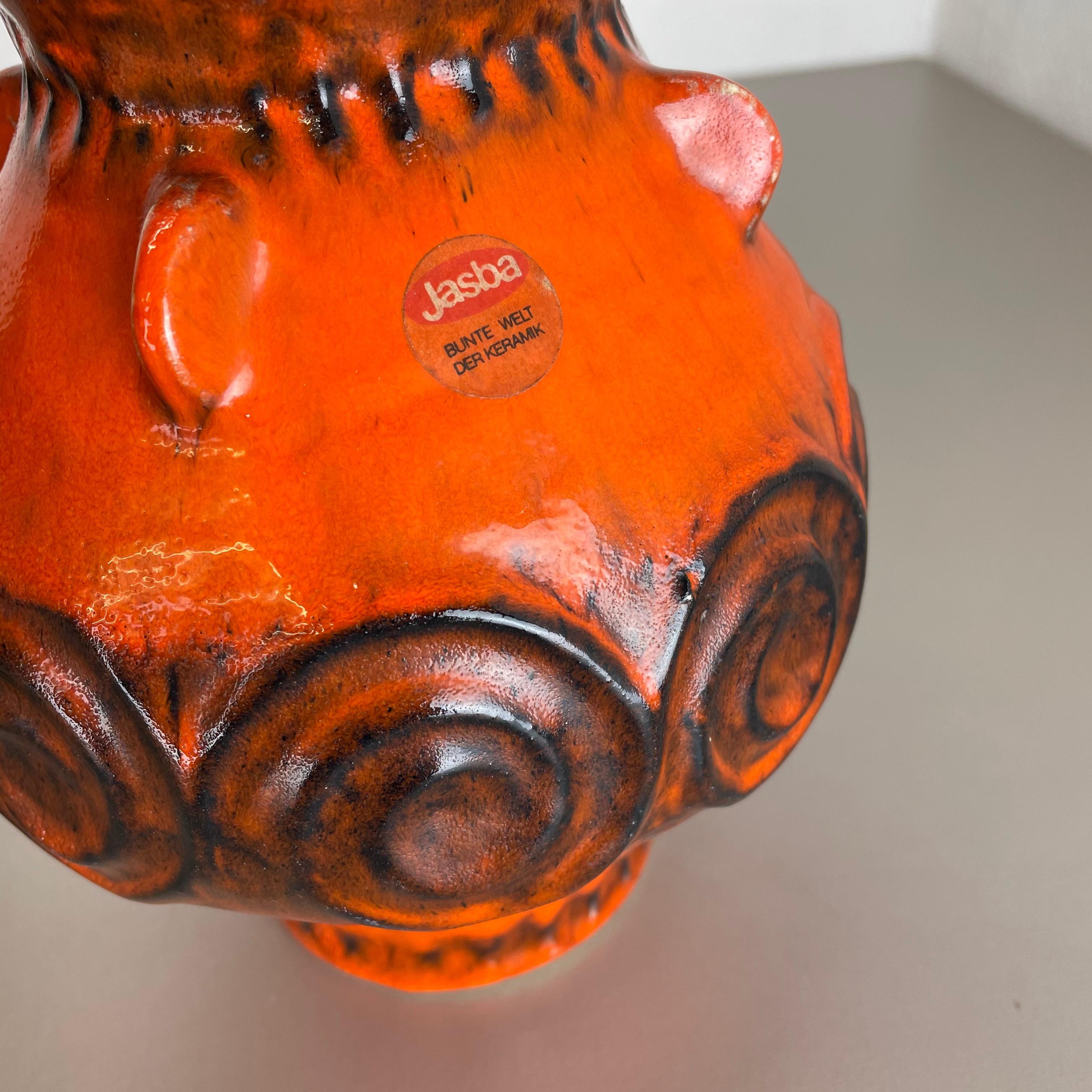 Ensemble de 2 vases en poterie d'art optique lave grasse multicolore fabriqués par JASBA Ceramics Allemagne en vente 8