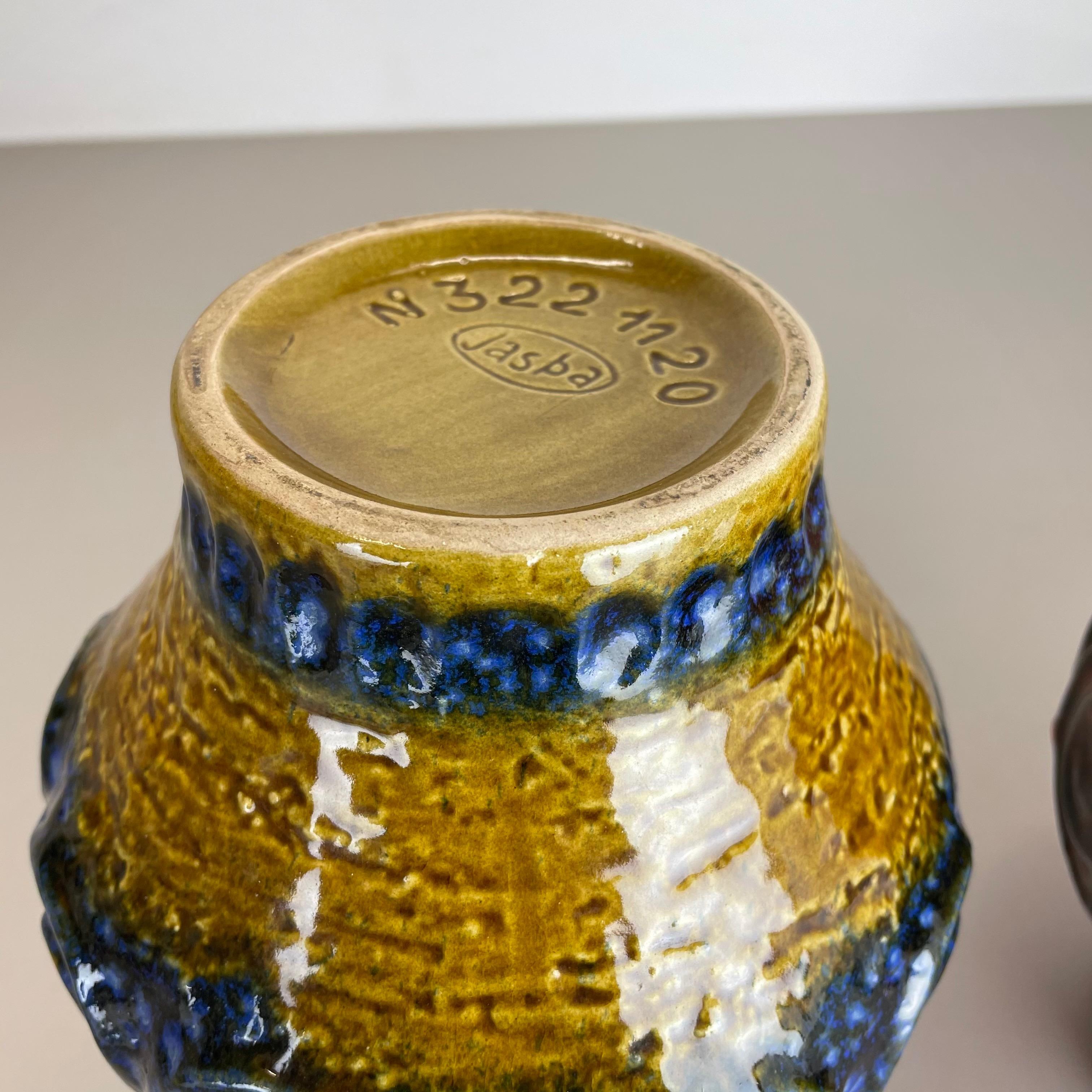 Ensemble de 2 vases en poterie d'art optique lave grasse multicolore fabriqués par JASBA Ceramics Allemagne en vente 10