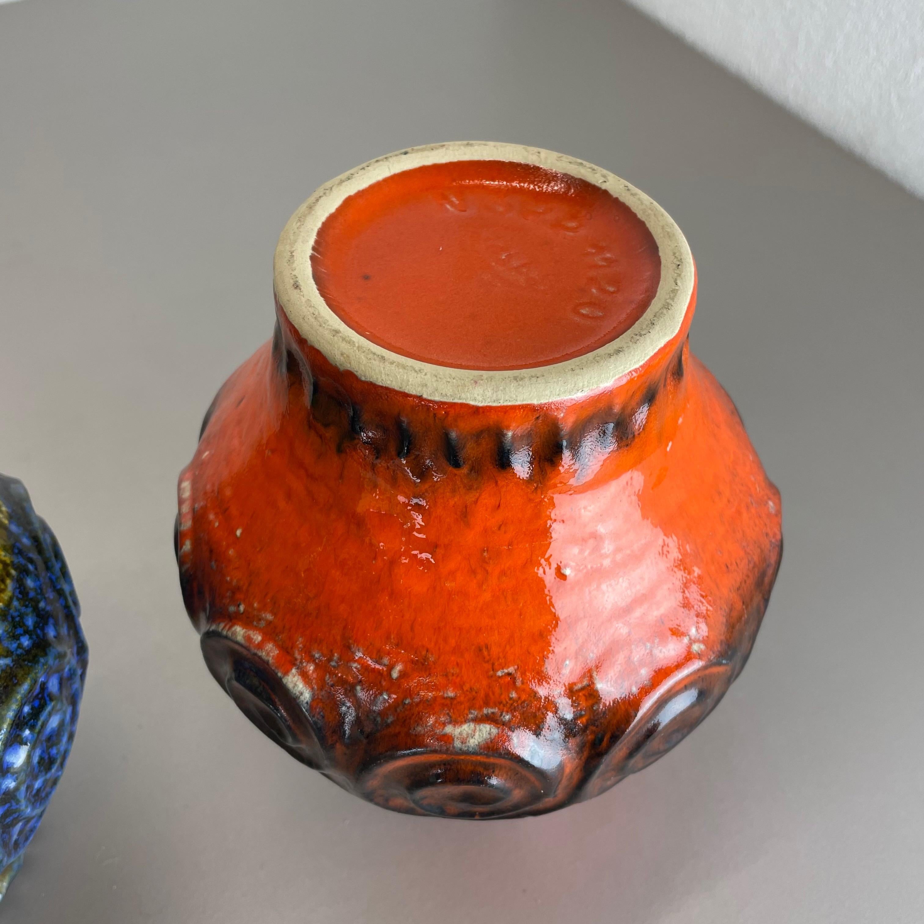 Ensemble de 2 vases en poterie d'art optique lave grasse multicolore fabriqués par JASBA Ceramics Allemagne en vente 12
