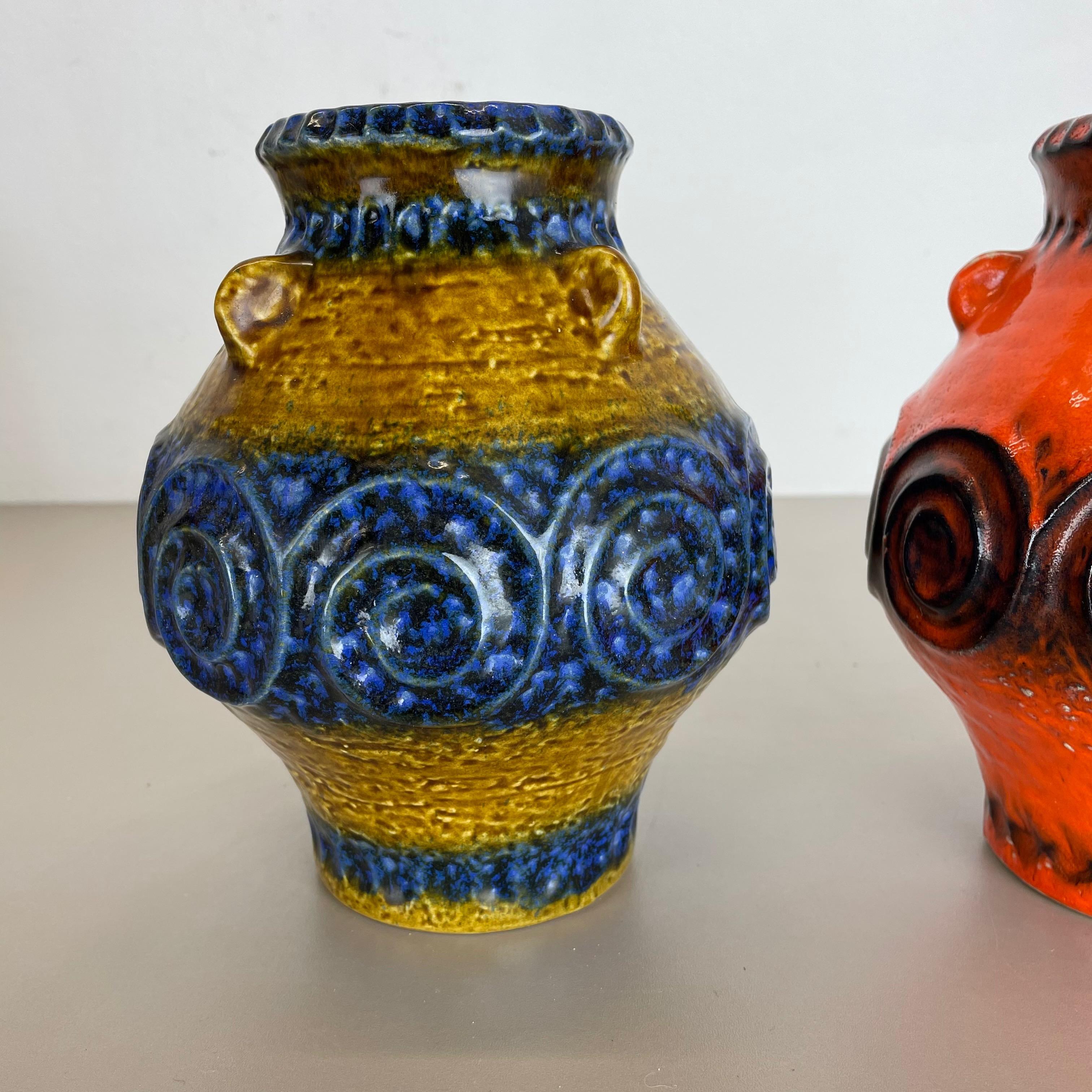 Set of 2 Multi-Color Fat Lava Op Art Pottery Vase Made by JASBA Ceramics Germany In Good Condition For Sale In Kirchlengern, DE