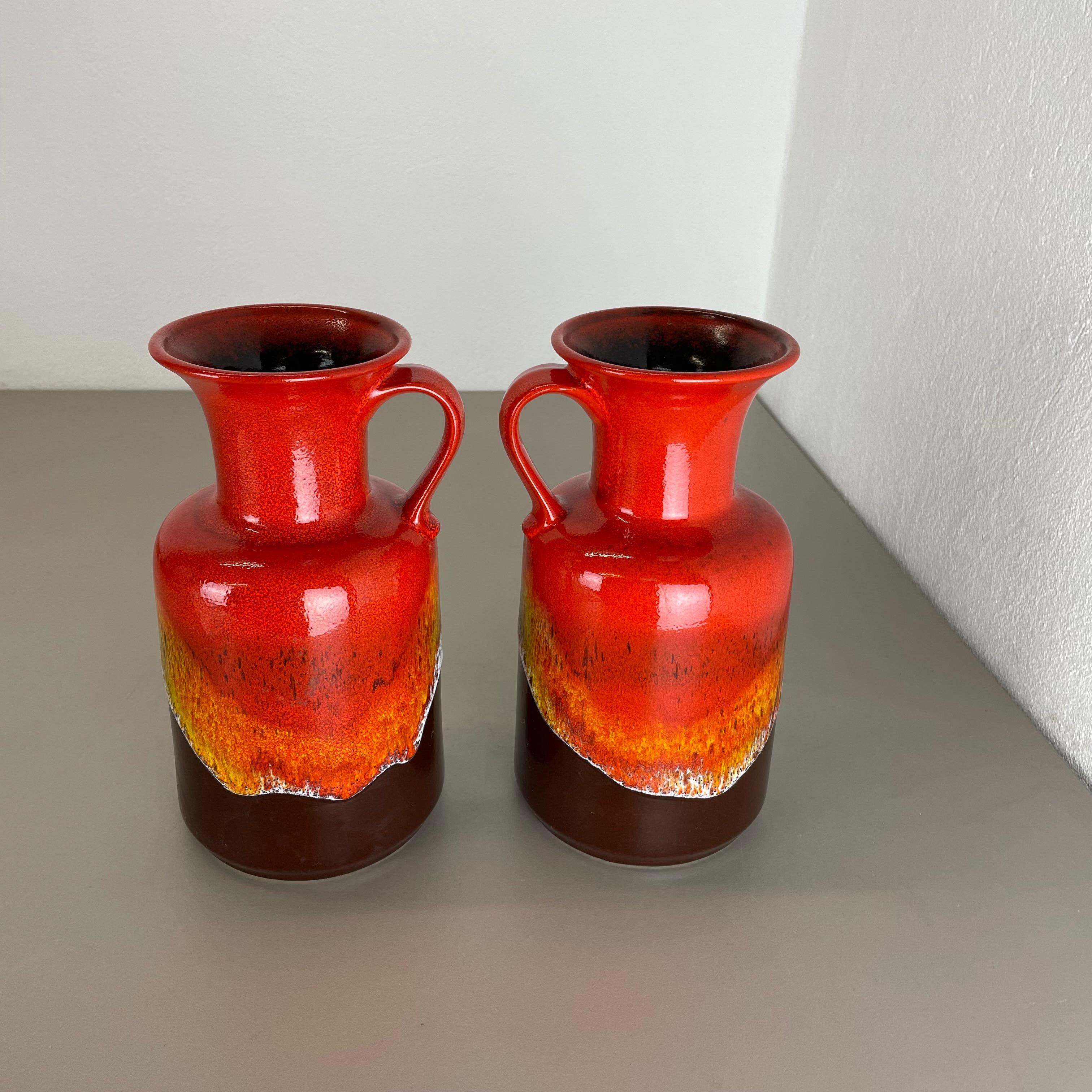 Set of 2 Multi-Color Fat Lava Op Art Pottery Vase Made by Jasba Ceramics Germany In Good Condition For Sale In Kirchlengern, DE