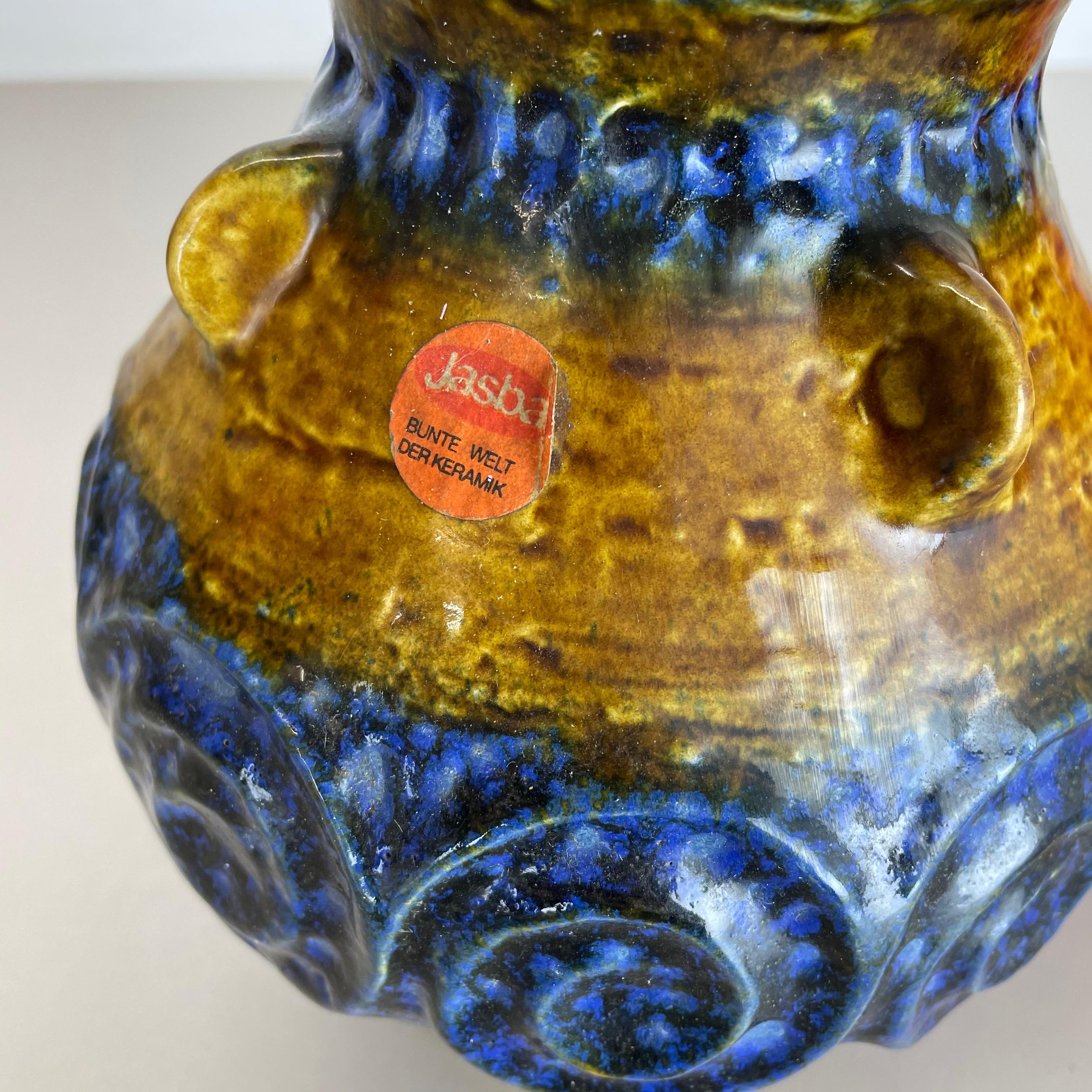 Ensemble de 2 vases en poterie d'art optique lave grasse multicolore fabriqués par JASBA Ceramics Allemagne en vente 1