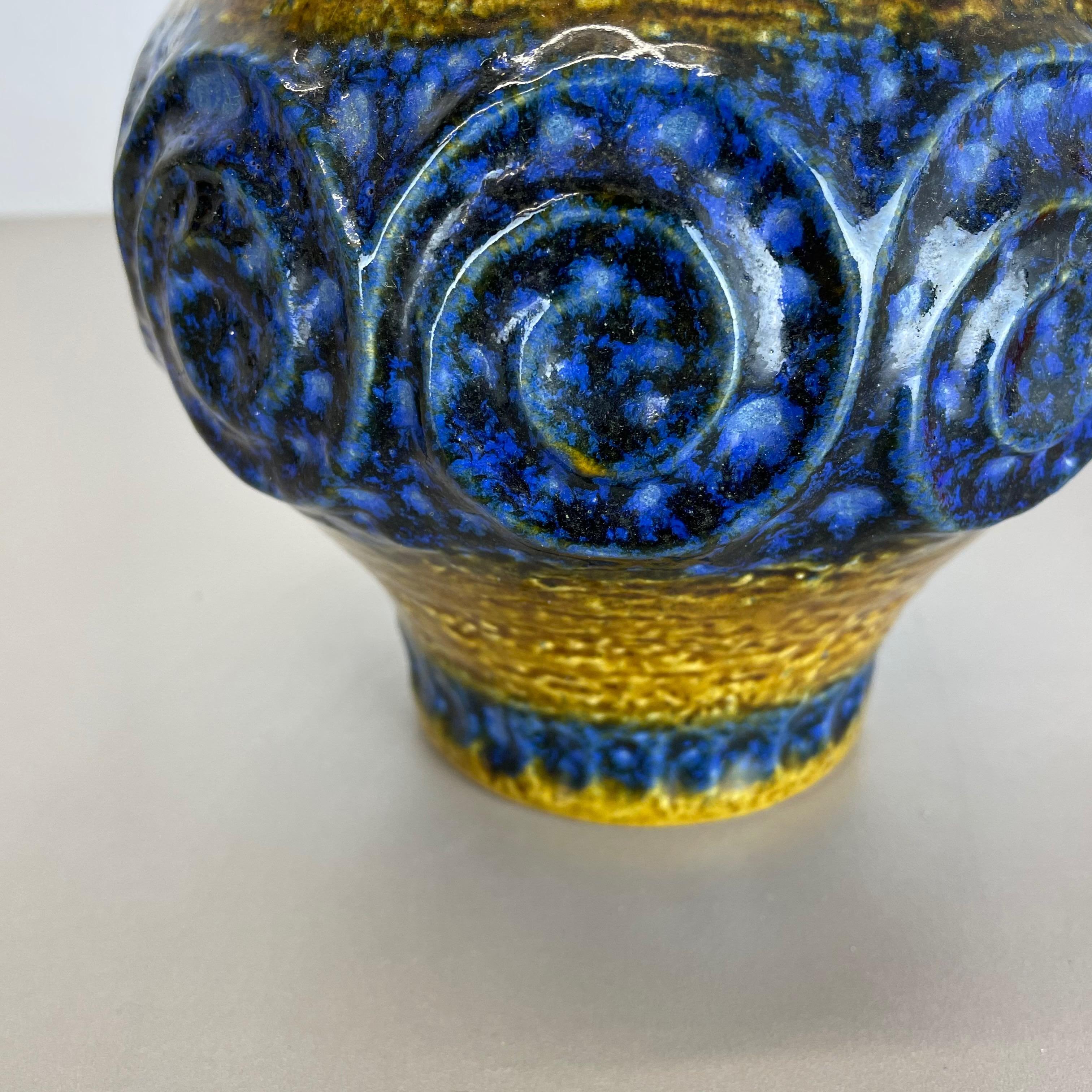 Ensemble de 2 vases en poterie d'art optique lave grasse multicolore fabriqués par JASBA Ceramics Allemagne en vente 2