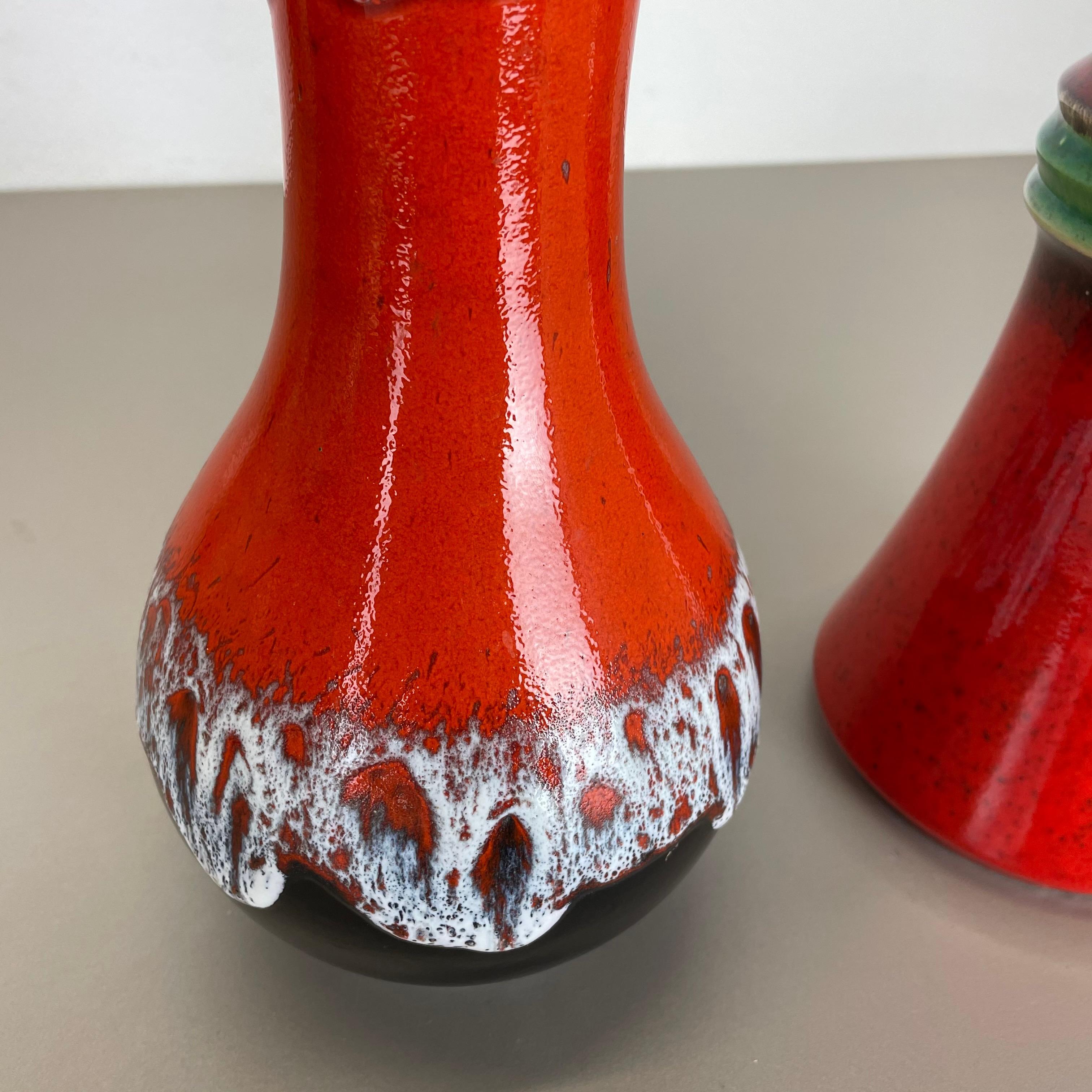Ensemble de 2 vases en poterie d'art optique lave grasse multicolore fabriqués par JASBA Ceramics Allemagne en vente 2