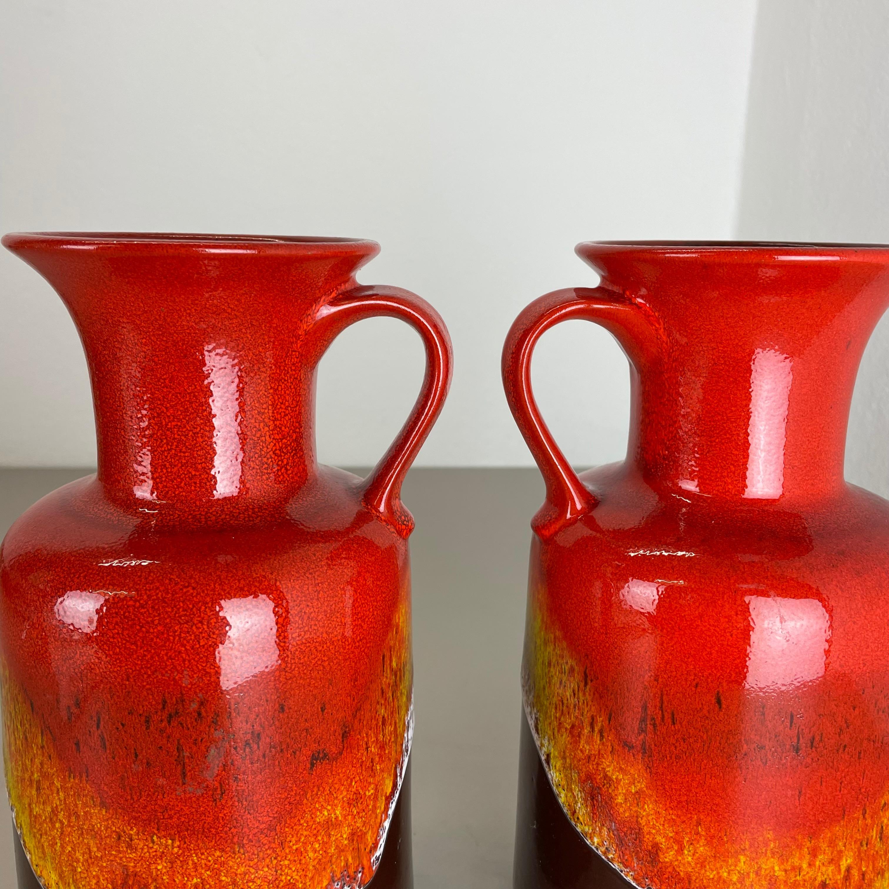 Set of 2 Multi-Color Fat Lava Op Art Pottery Vase Made by Jasba Ceramics Germany For Sale 4