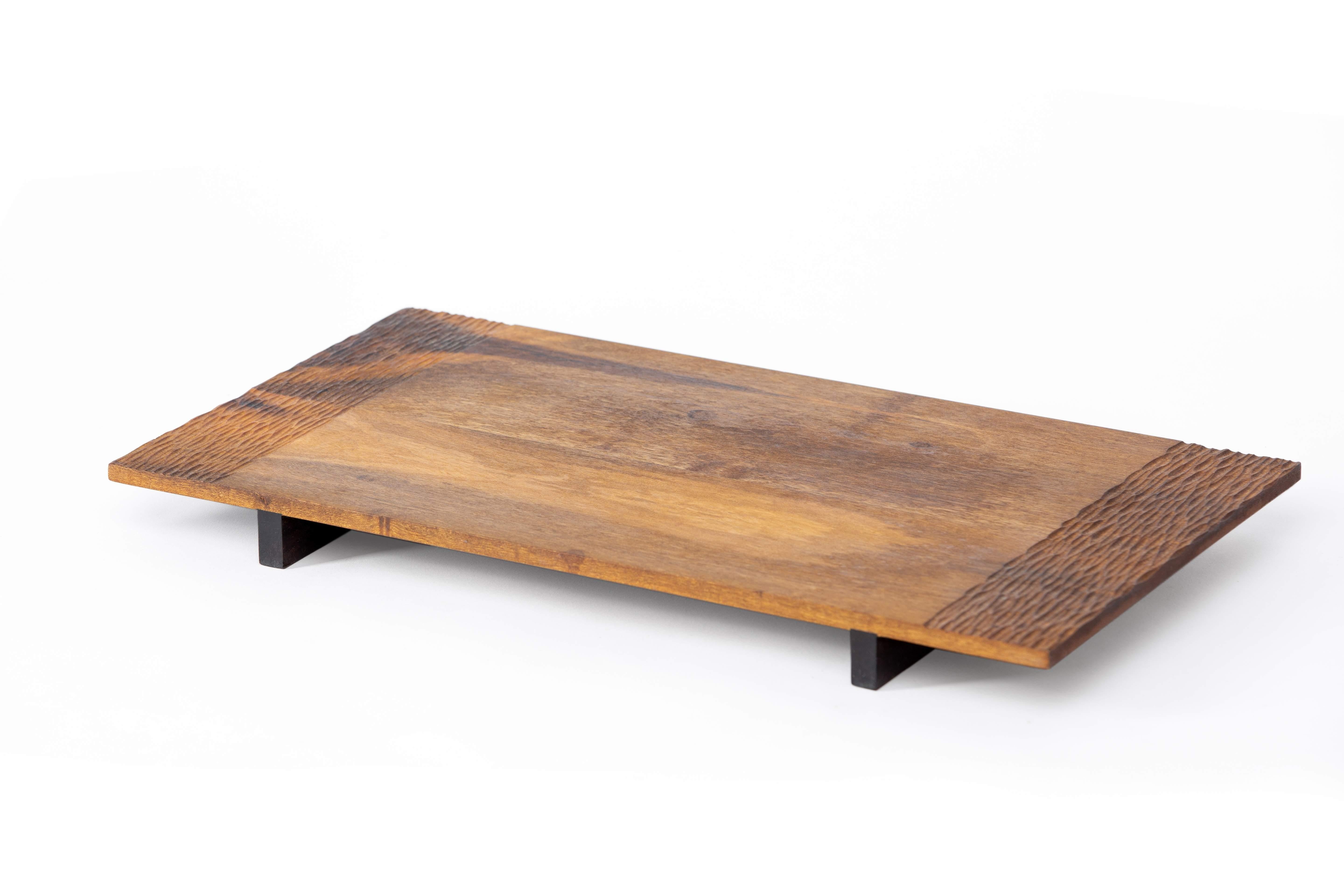 Contemporary Set of 2 Mundaú Tray Table in Solid Wood For Sale