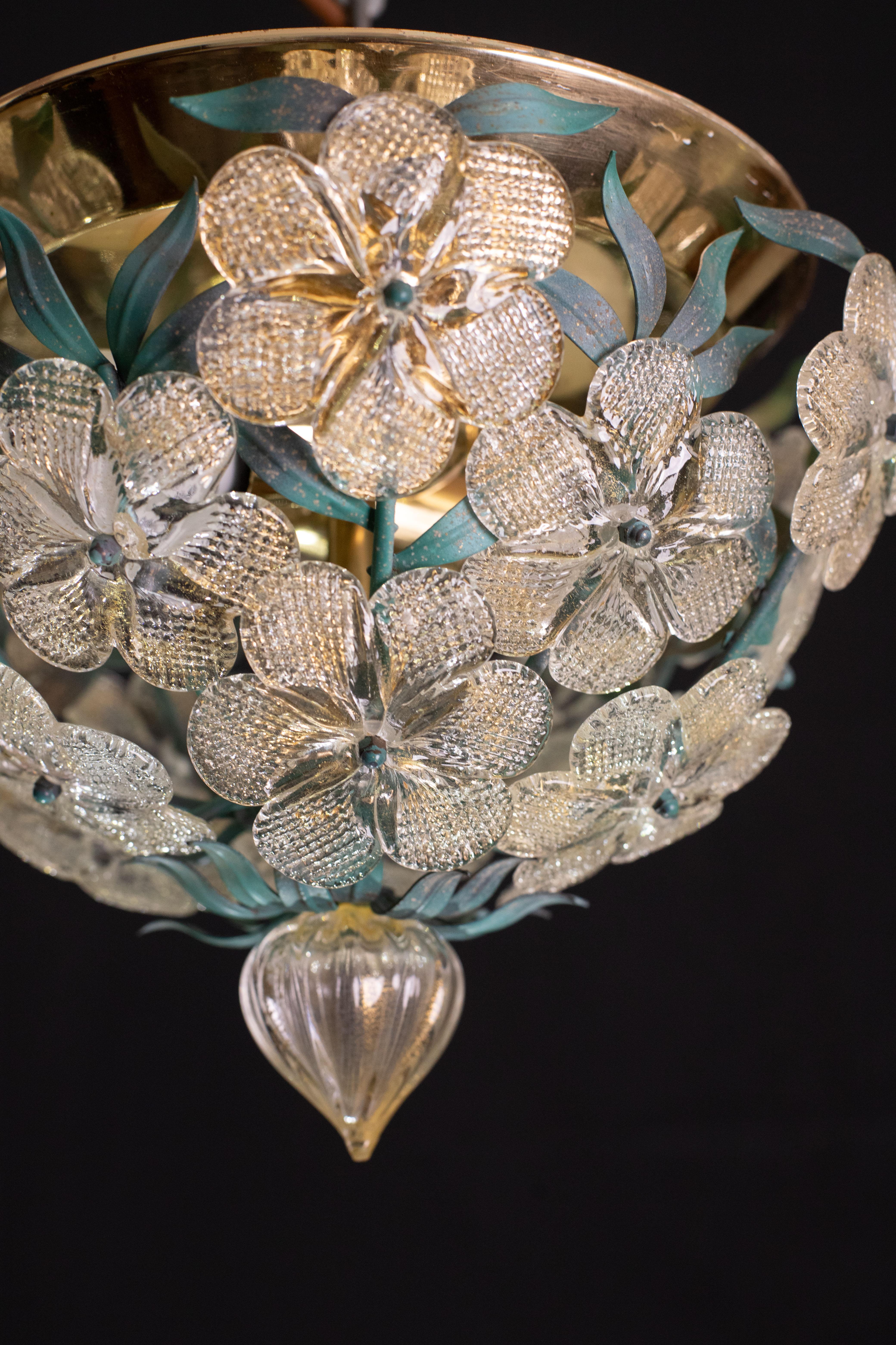 Set of 2 Murano Ceiling Light Flower by Seguso for Venini, Italy, 1960s 6