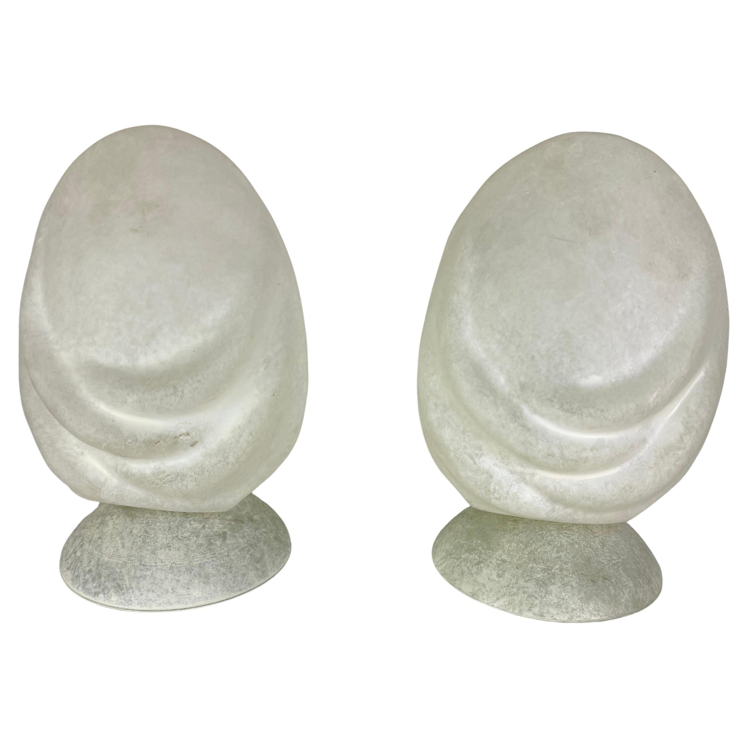 Juego de 2 lámparas de mesilla de noche de cristal de Murano, años 80