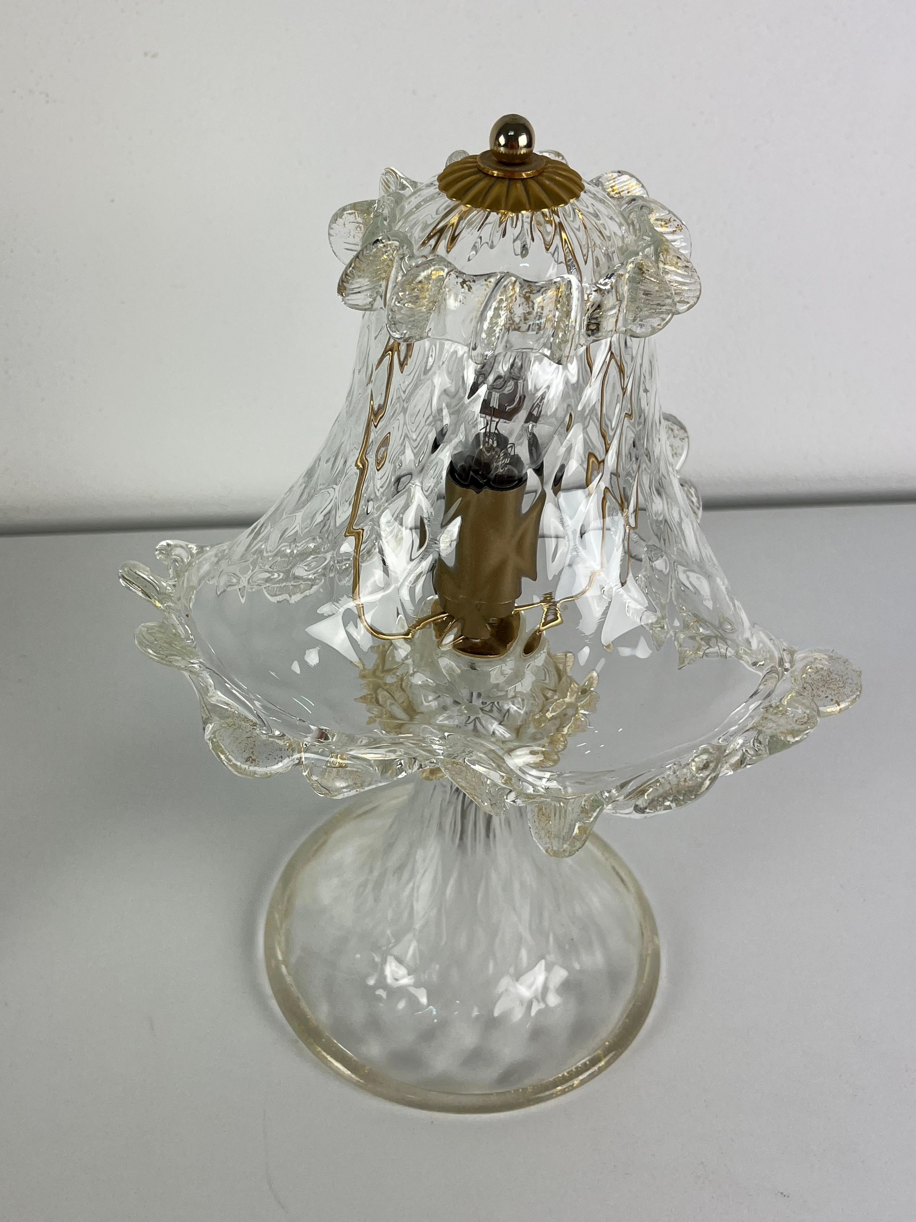 Satz von 2 Nachttischlampen aus Murano-Glas, Barovier 1980er im Angebot 1