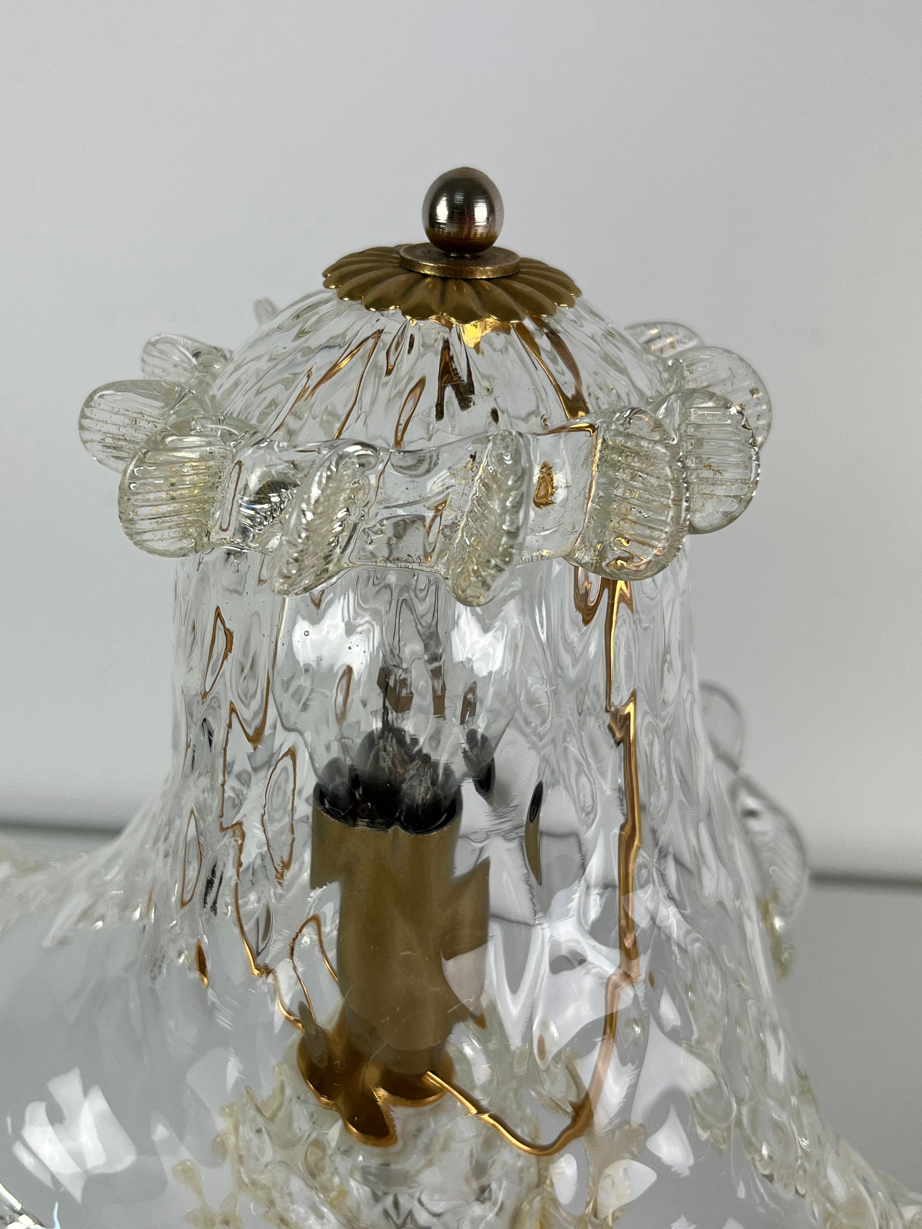 Satz von 2 Nachttischlampen aus Murano-Glas, Barovier 1980er im Angebot 2