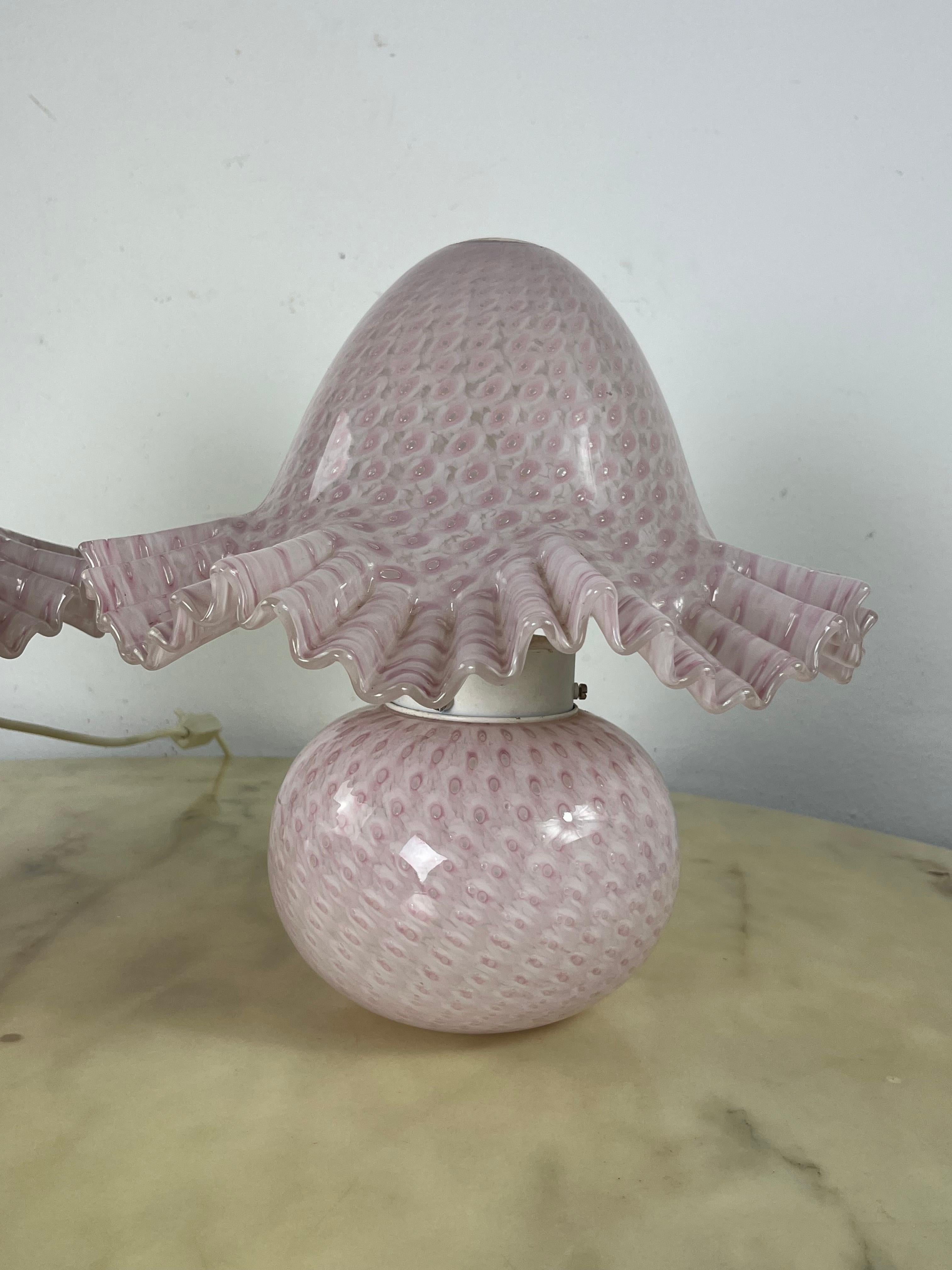 Satz von 2 Murano Glas Nachttischlampen Doppelte Beleuchtung zugeschrieben Cenedese 1980s im Angebot 3