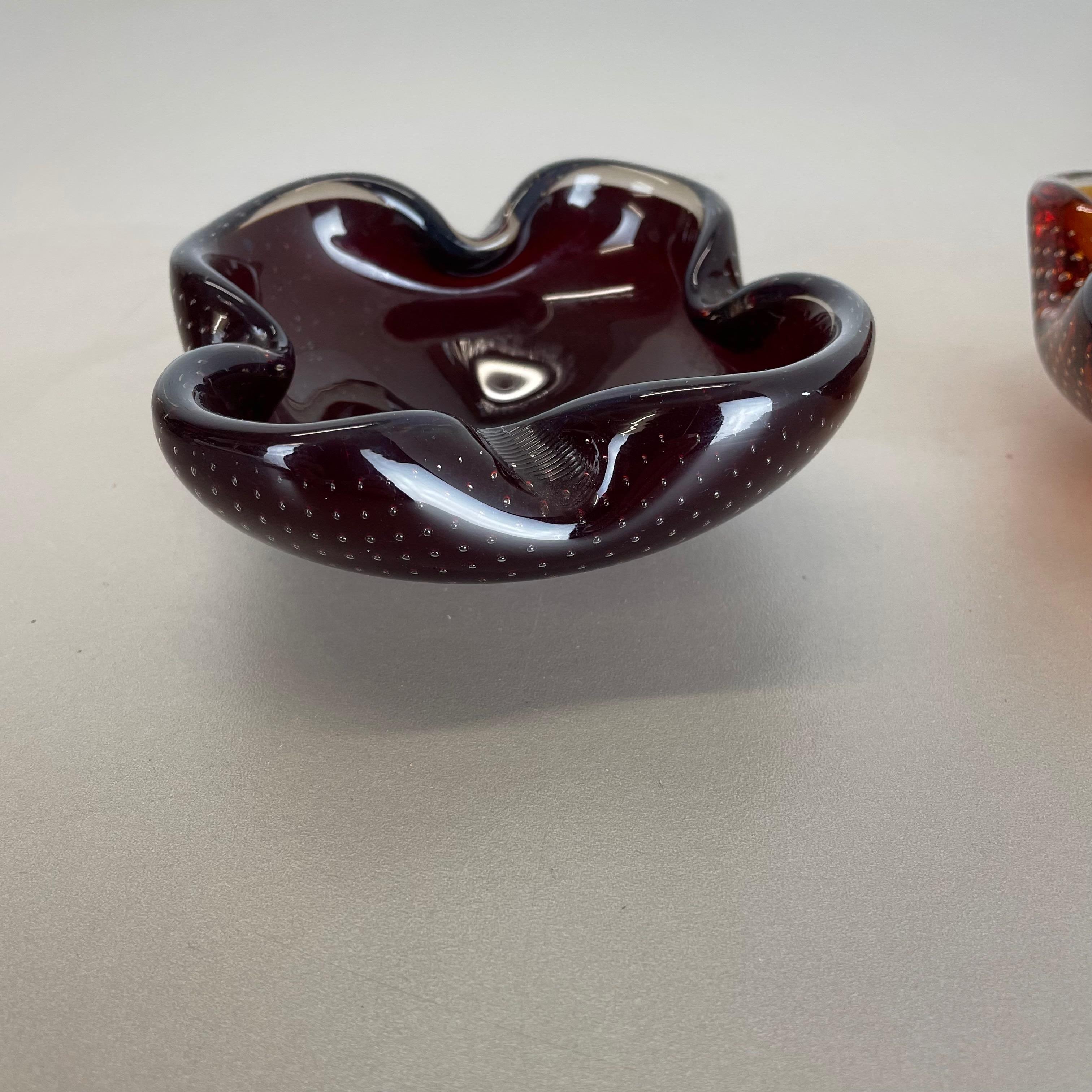 Set of 2 Murano Glass Bowl Shells Ashtray Element by Venini, Italy, 1970s For Sale 4